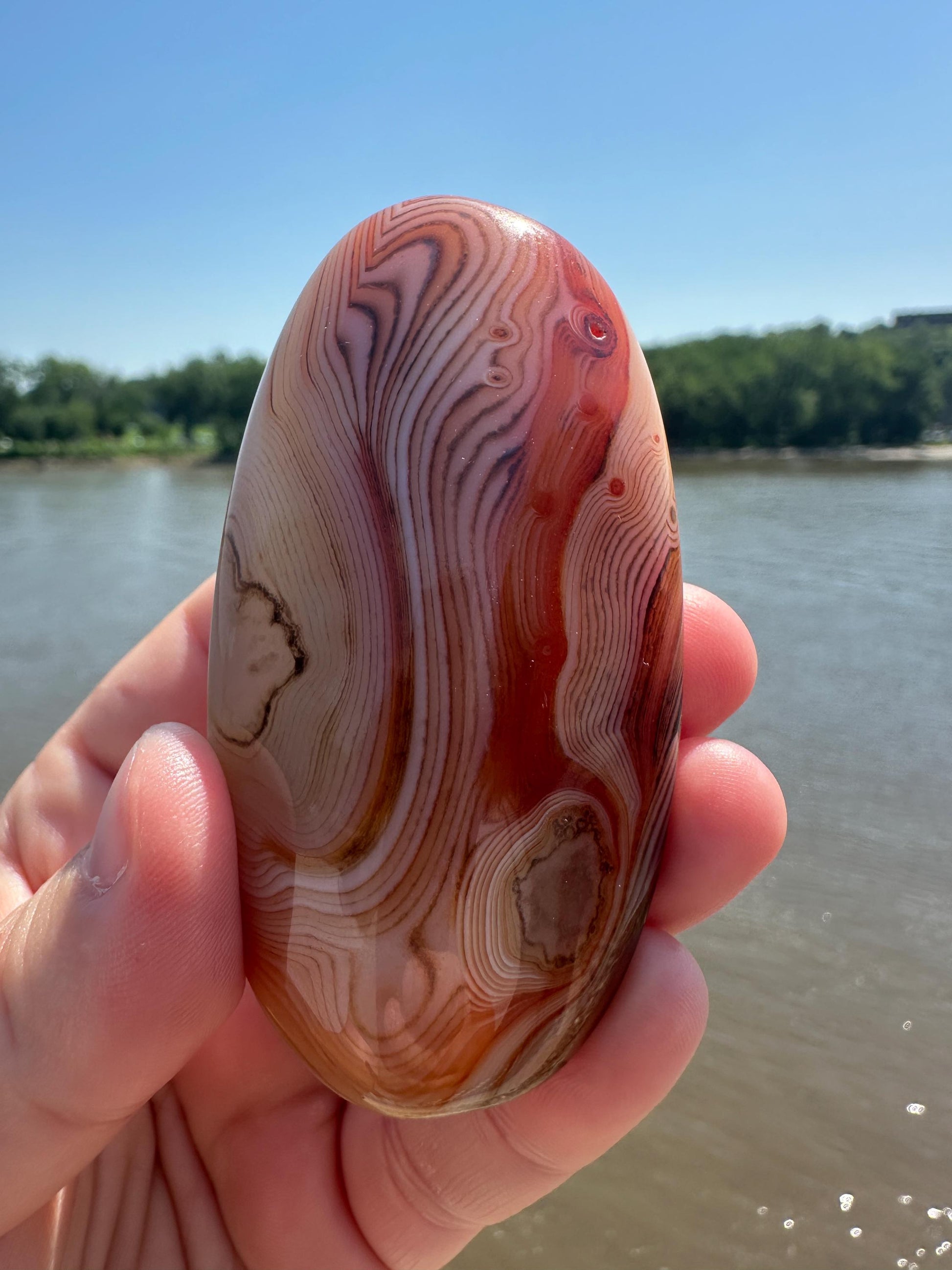 Gorgeous Sardonyx Palm Stone Banded Agate