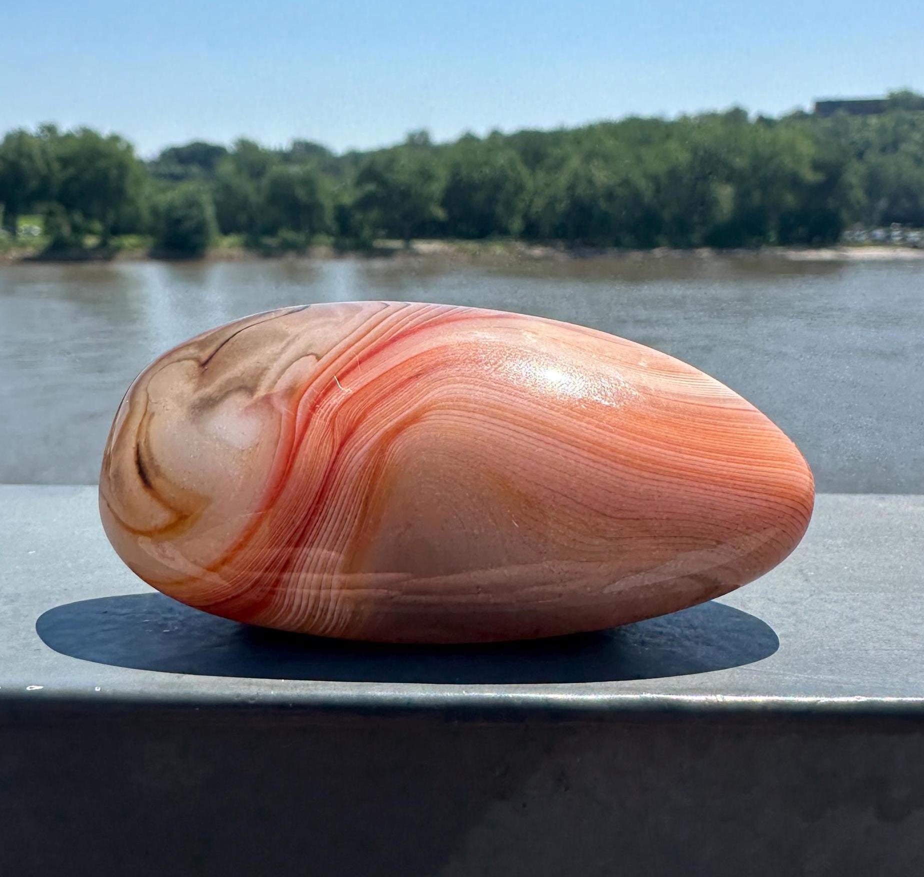 Gorgeous Sardonyx Palm Stone Banded Agate