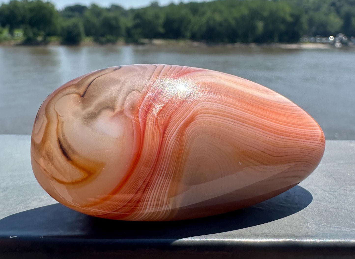 Gorgeous Sardonyx Palm Stone Banded Agate