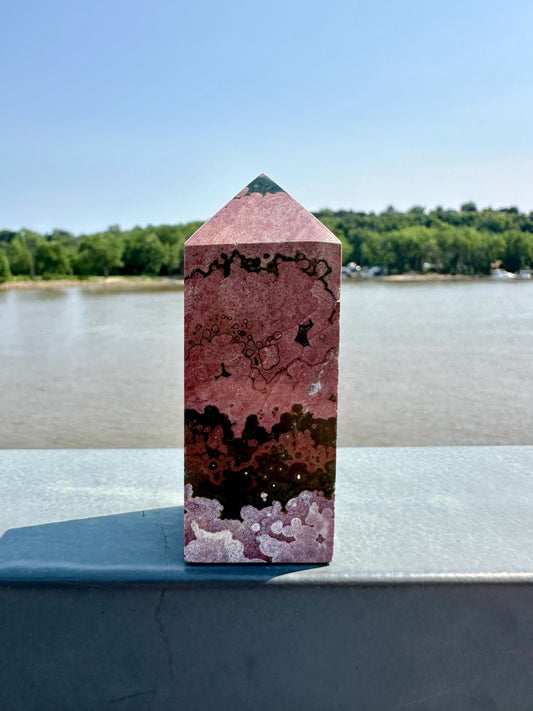 Stunning High Quality Pink Orbicular Ocean Jasper Tower