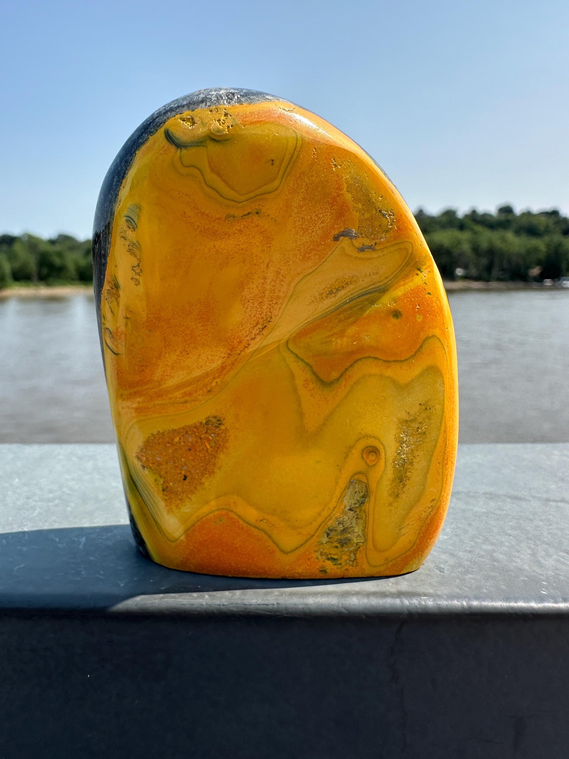 Vibrant Bumble Bee Jasper Freeform Polished Crystal Specimen Sacred Chakra Bumble Bee Jasper Happiness Creativity