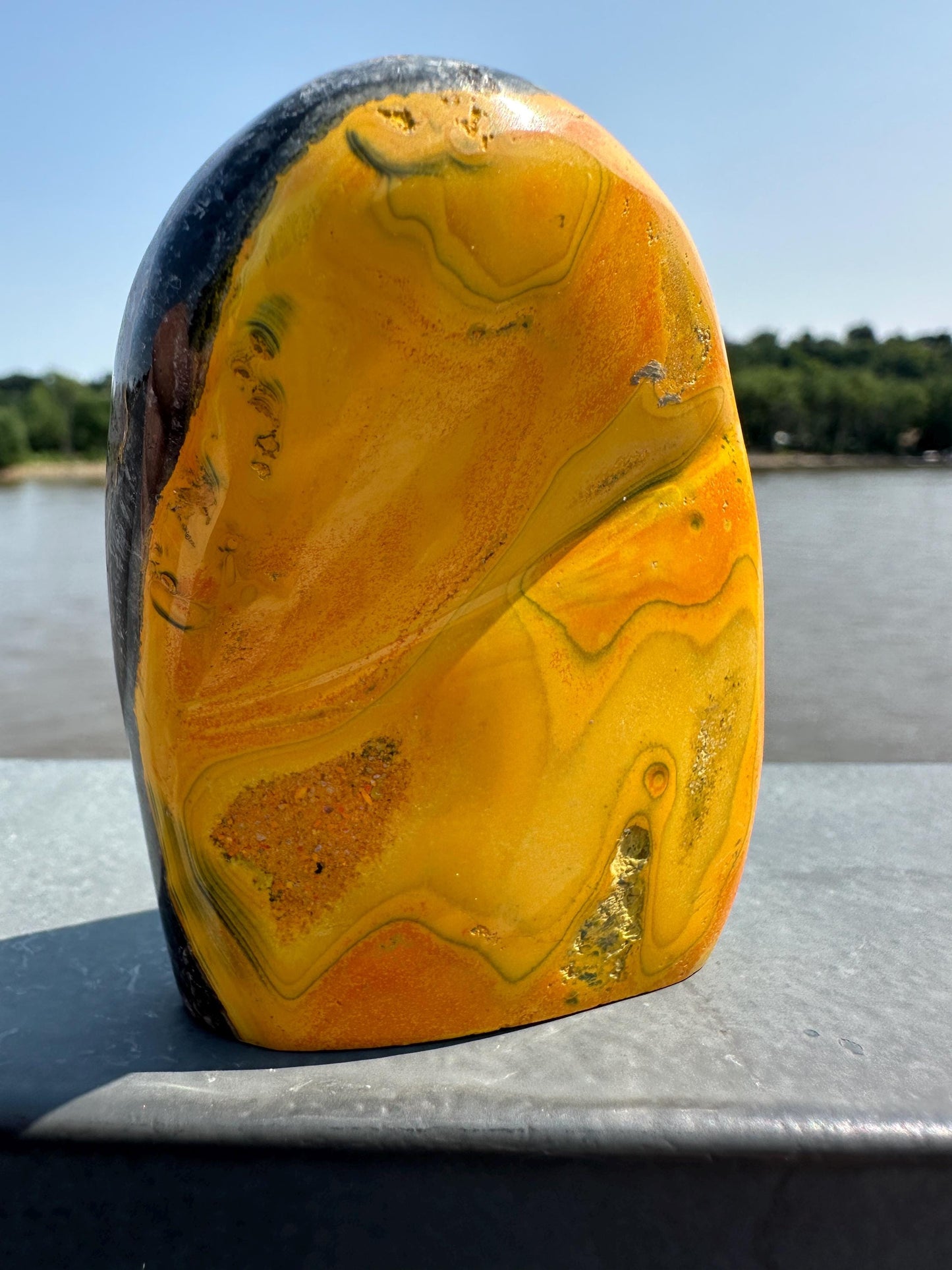 Vibrant Bumble Bee Jasper Freeform | Polished Crystal Specimen | Sacred Chakra | Bumble Bee Jasper | Happiness | Creativity