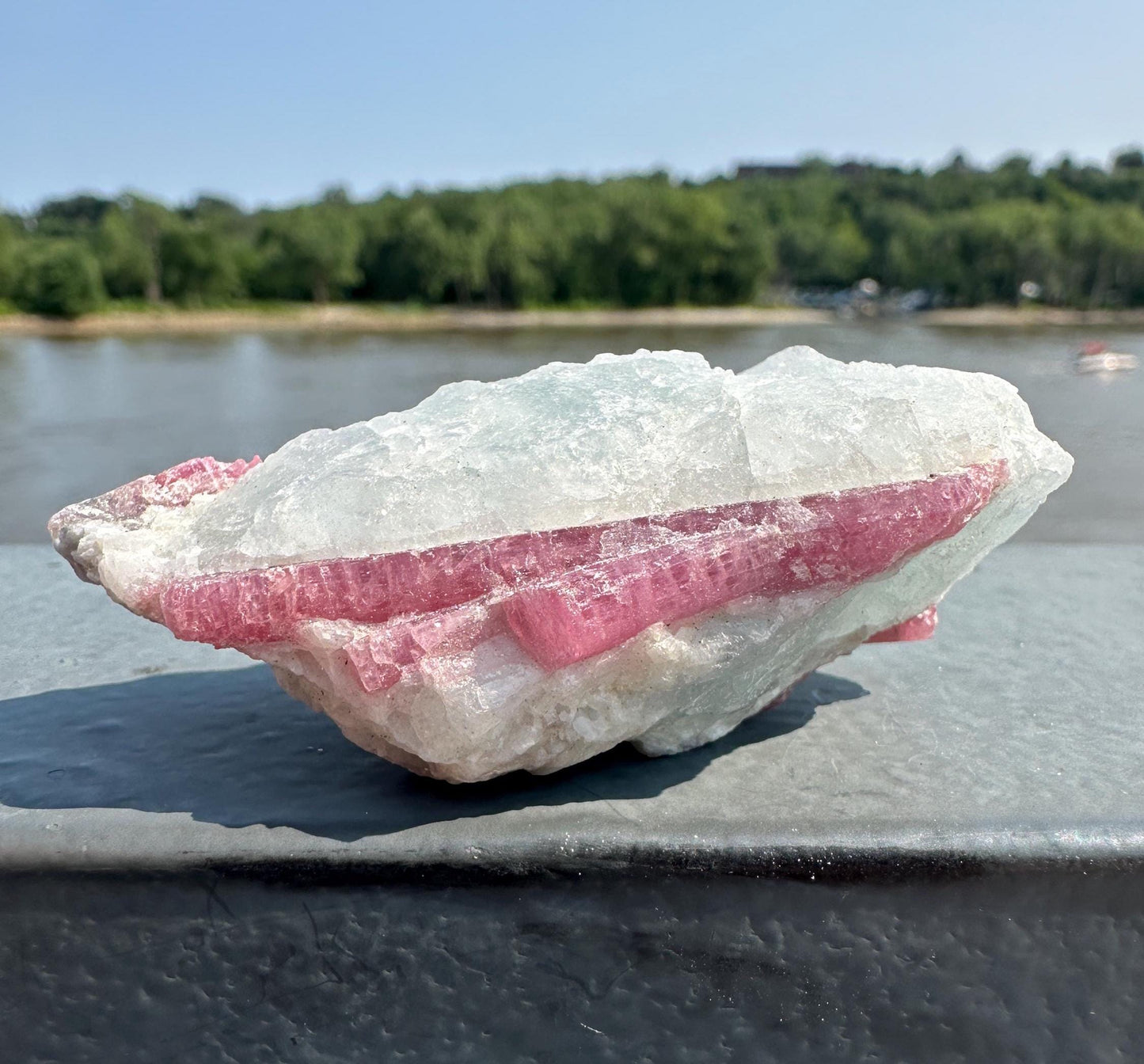 High Grade Pink Tourmaline in Aquamarine Specimen From Brazil