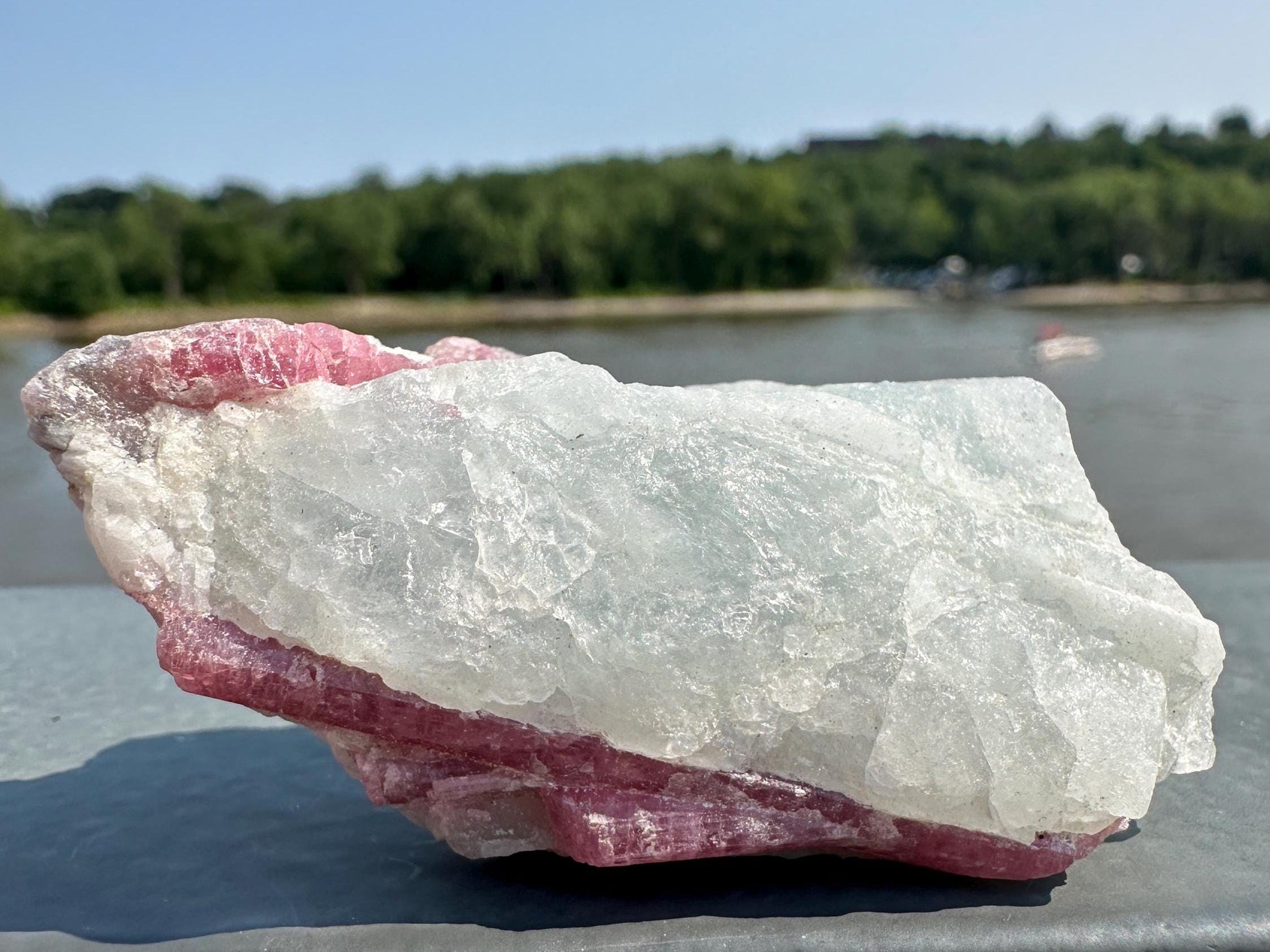 High Grade Pink Tourmaline in Aquamarine Specimen From Brazil