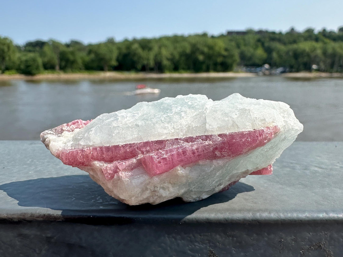 High Grade Pink Tourmaline in Aquamarine Specimen From Brazil