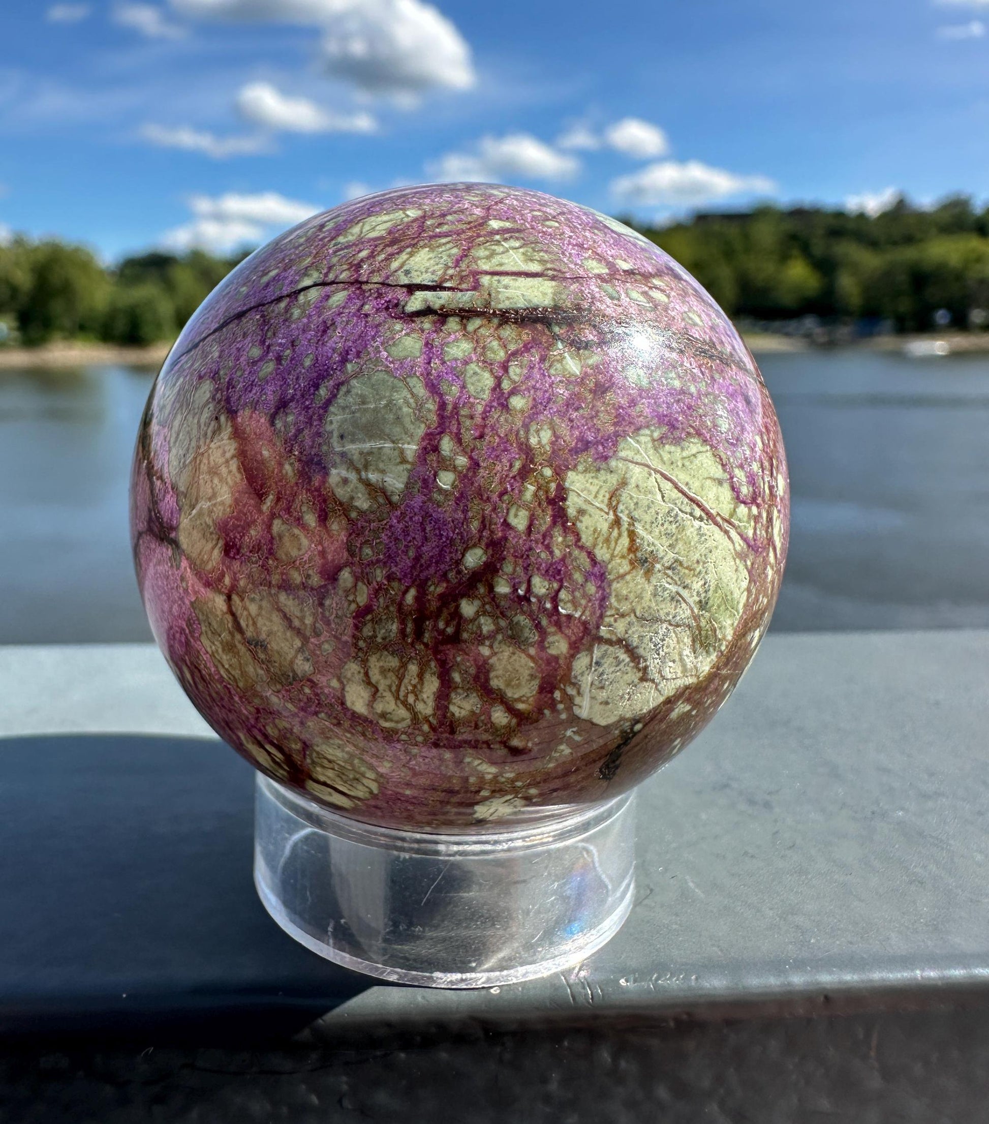 50mm Atlantisite Polished Sphere | Stichtite Serpentine