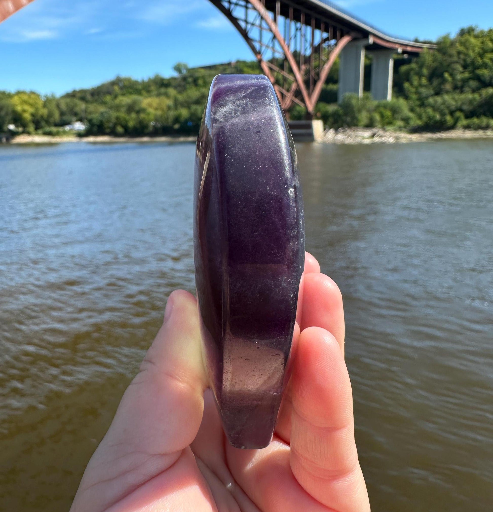 Gorgeous Large Fluorite Polished Heart Carving