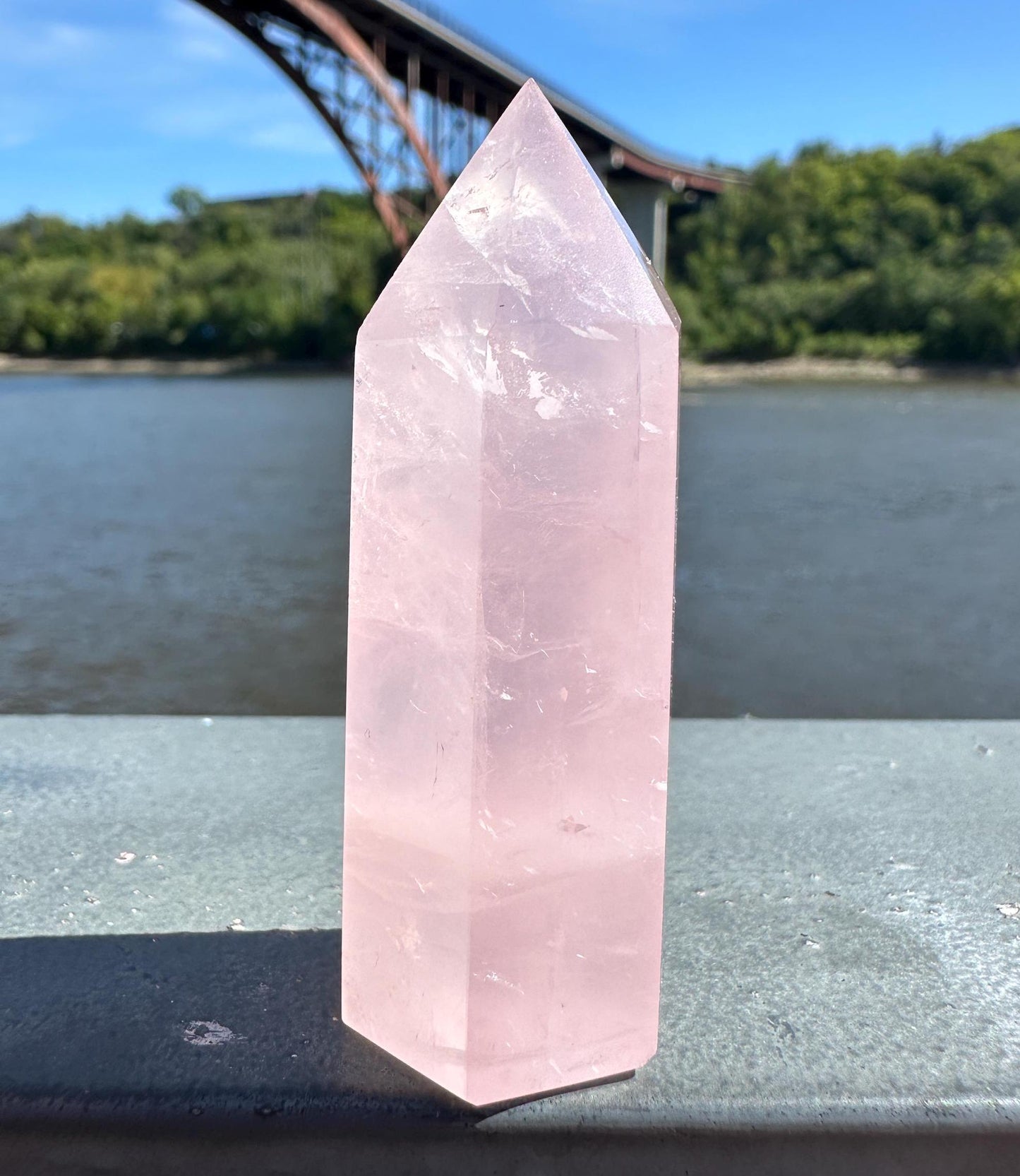 High Quality Rose Quartz Tower from Brazil | Sphere Palm Stone Obelisk Tower | Healing Crystal | Heart Chakra