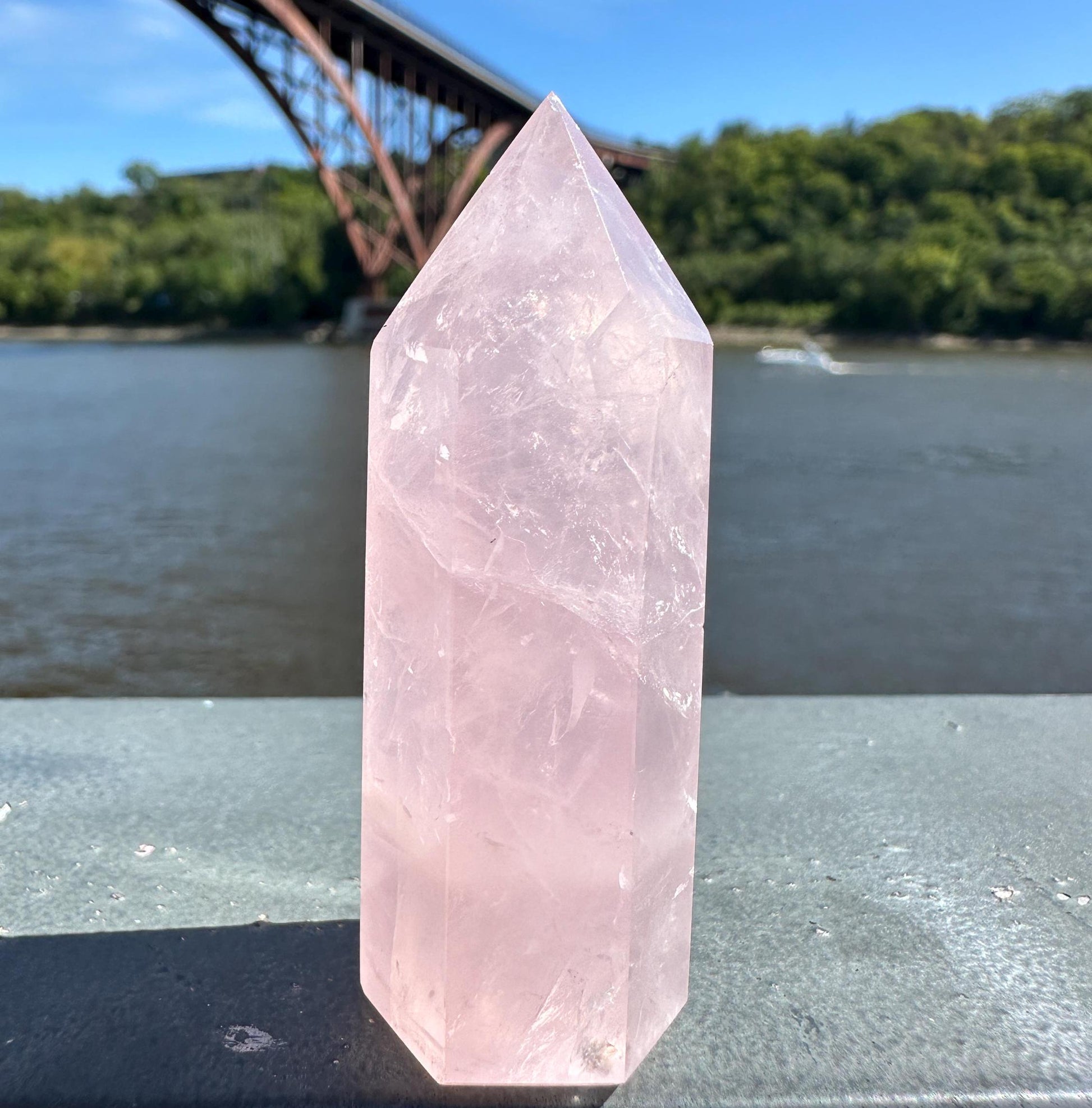 High Quality Rose Quartz Tower from Brazil | Sphere Palm Stone Obelisk Tower | Healing Crystal | Heart Chakra