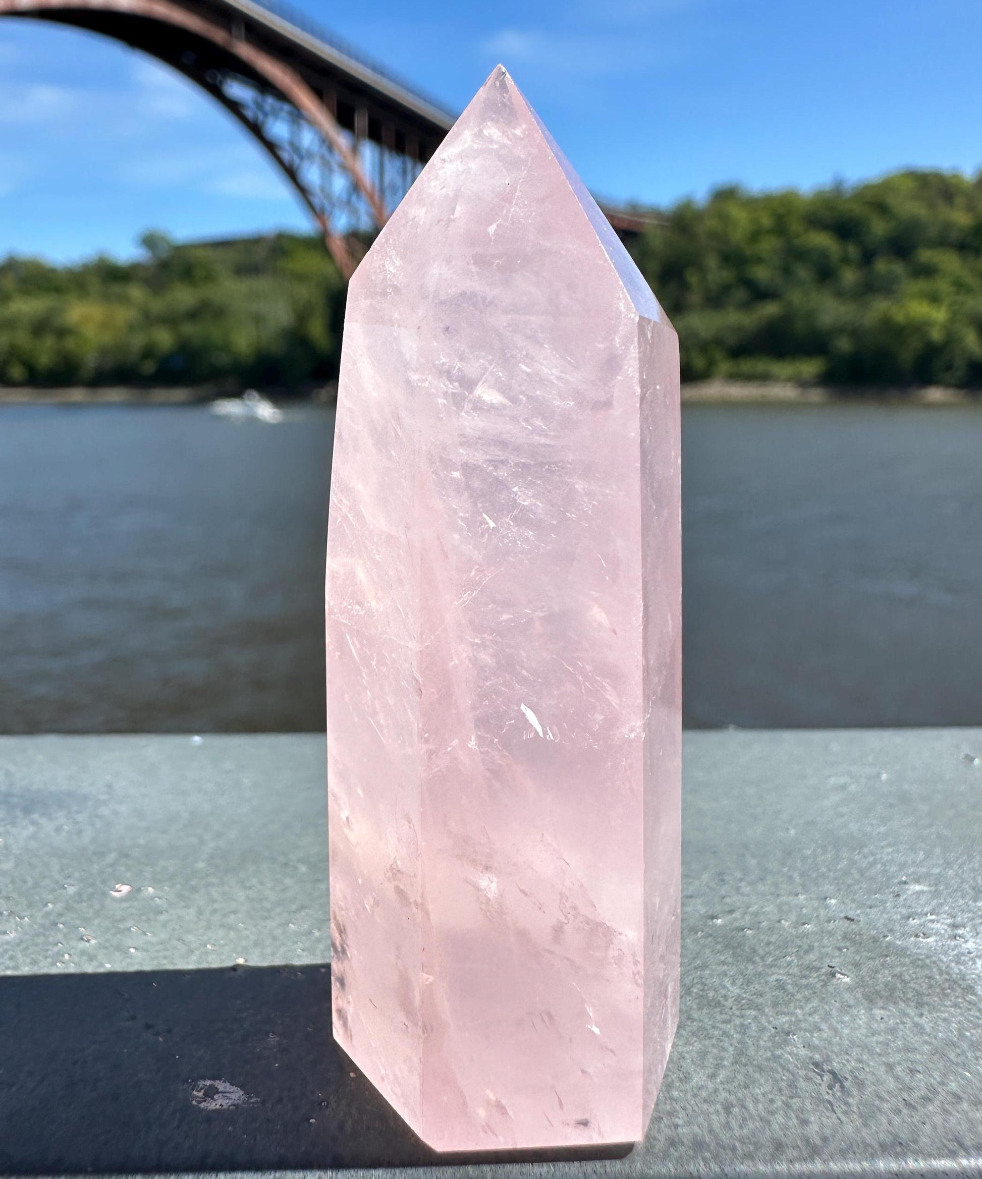 High Quality Rose Quartz Tower from Brazil | Sphere Palm Stone Obelisk Tower | Healing Crystal | Heart Chakra