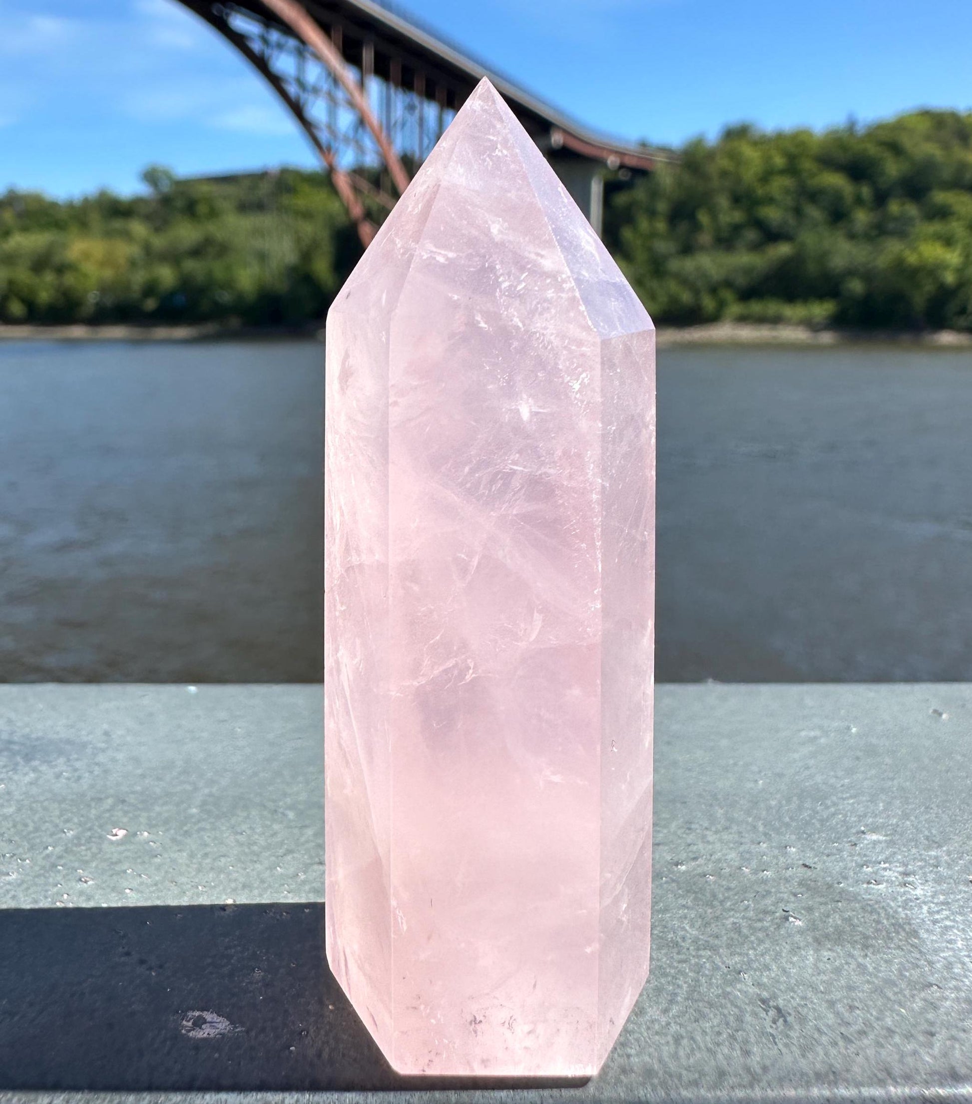 High Quality Rose Quartz Tower from Brazil | Sphere Palm Stone Obelisk Tower | Healing Crystal | Heart Chakra