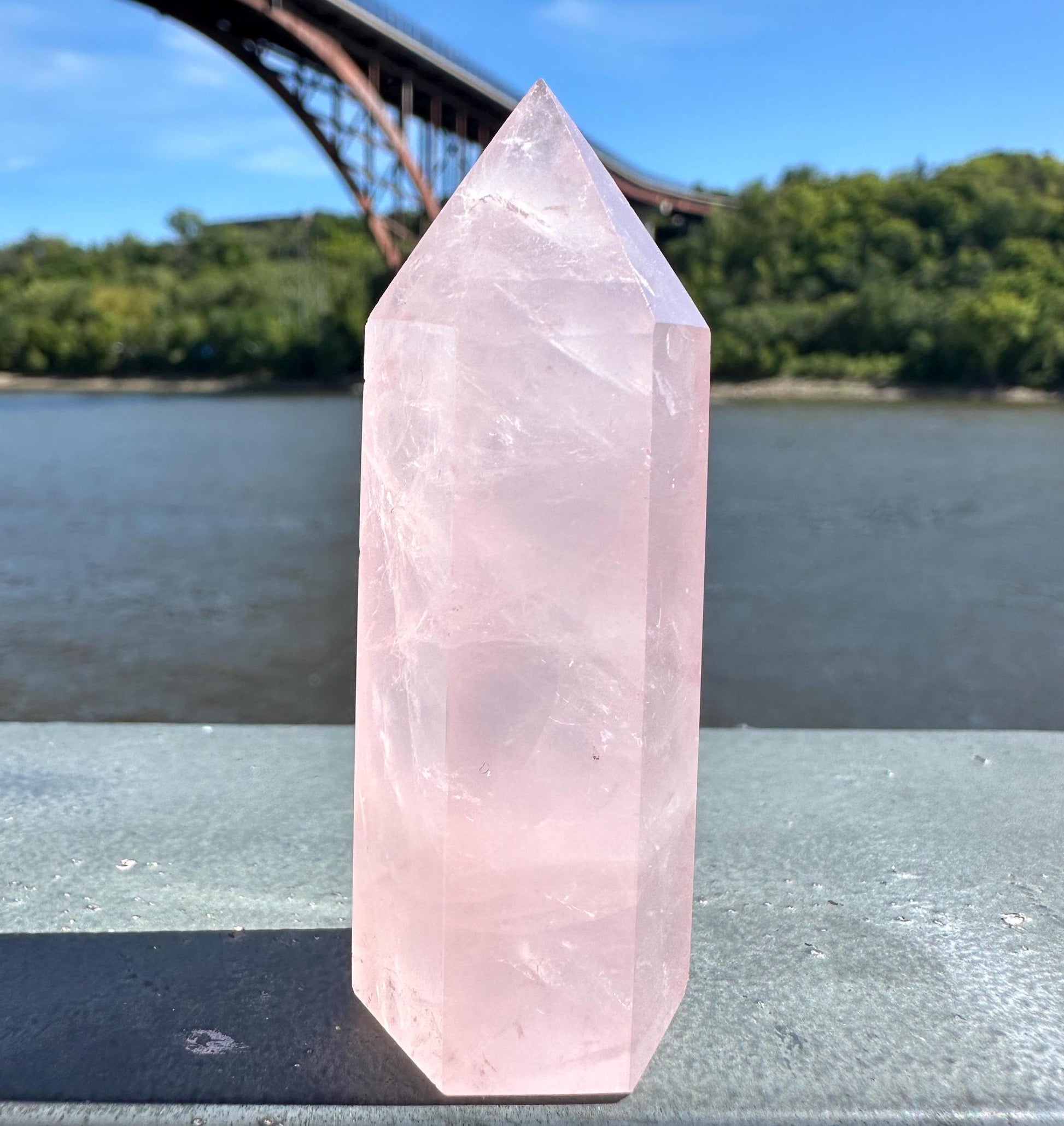 High Quality Rose Quartz Tower from Brazil | Sphere Palm Stone Obelisk Tower | Healing Crystal | Heart Chakra