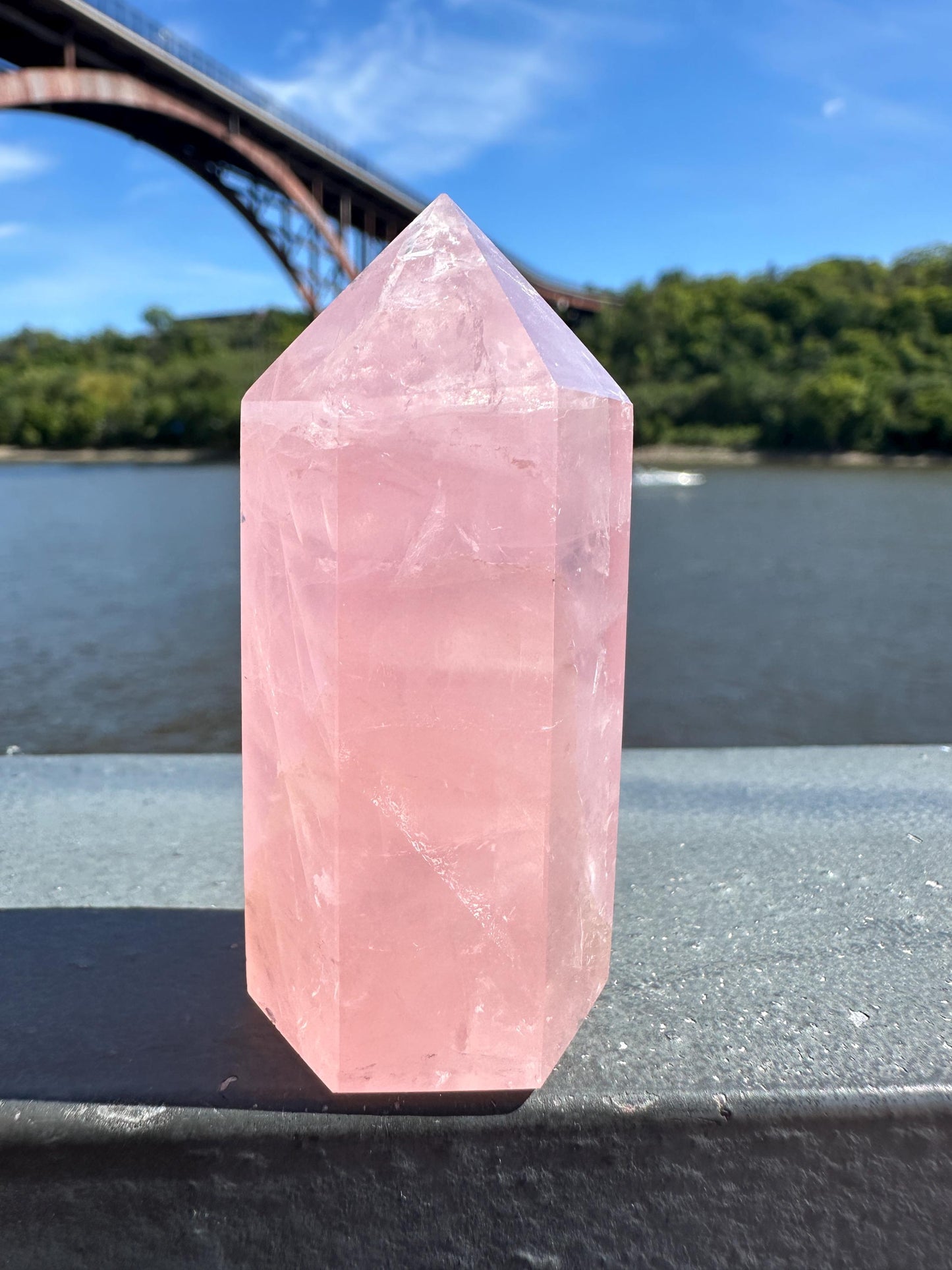 High Quality Rose Quartz Tower from Brazil | Sphere Palm Stone Obelisk Tower | Healing Crystal | Heart Chakra