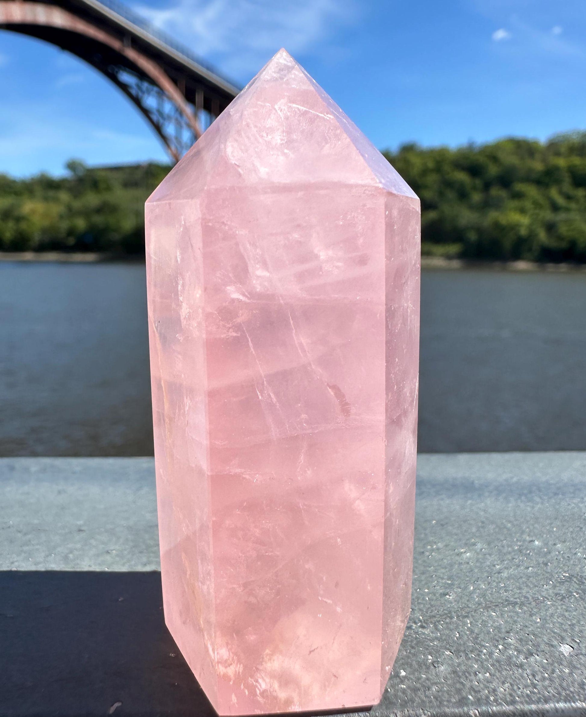 High Quality Rose Quartz Tower from Brazil | Sphere Palm Stone Obelisk Tower | Healing Crystal | Heart Chakra