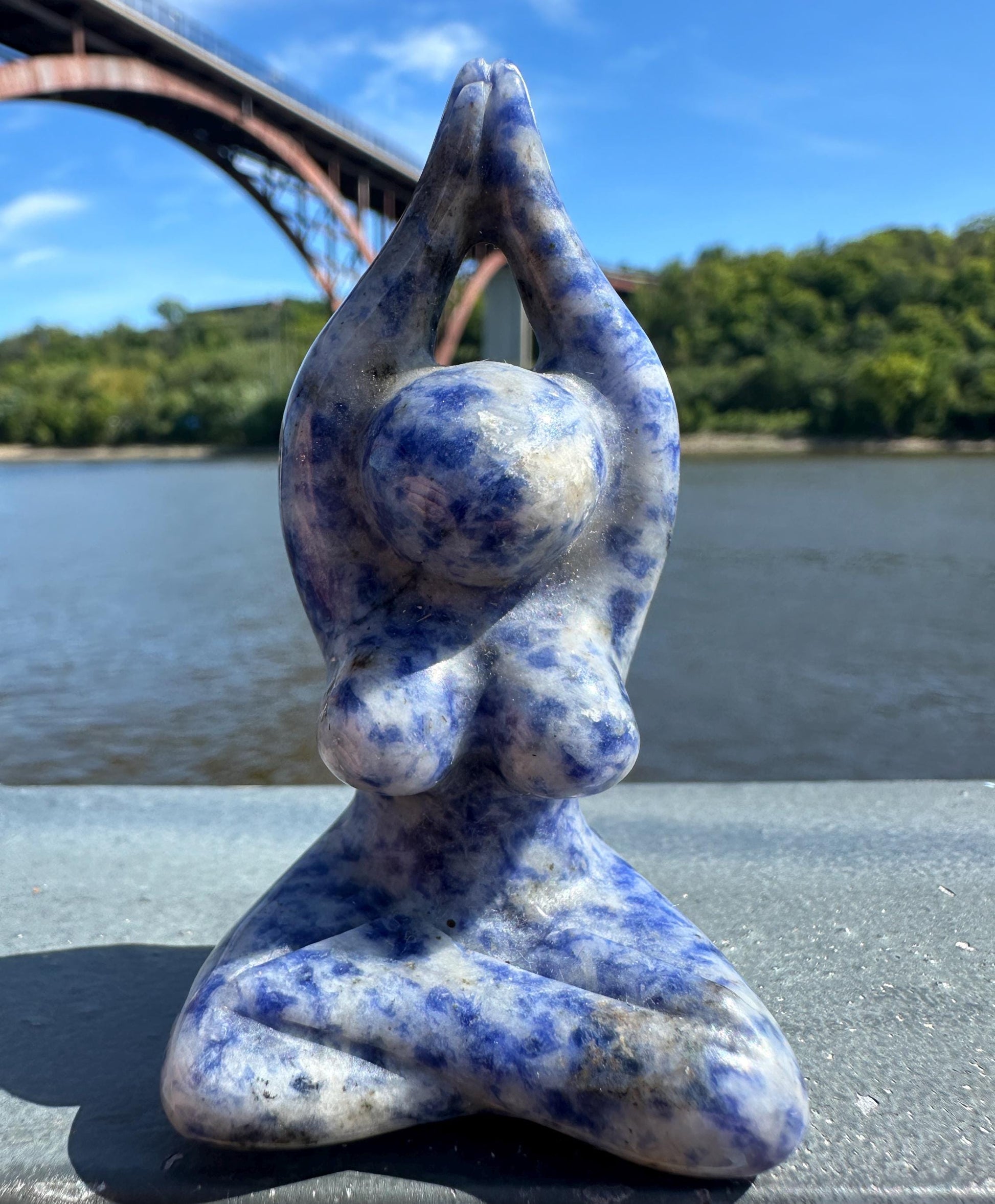 Cute Soldalite Yoga Goddess Carving | Yogi Asana Lotus Pose