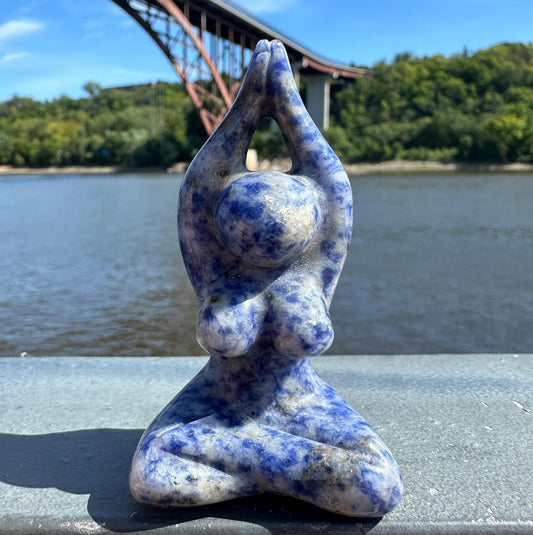 Cute Soldalite Yoga Goddess Carving | Yogi Asana Lotus Pose