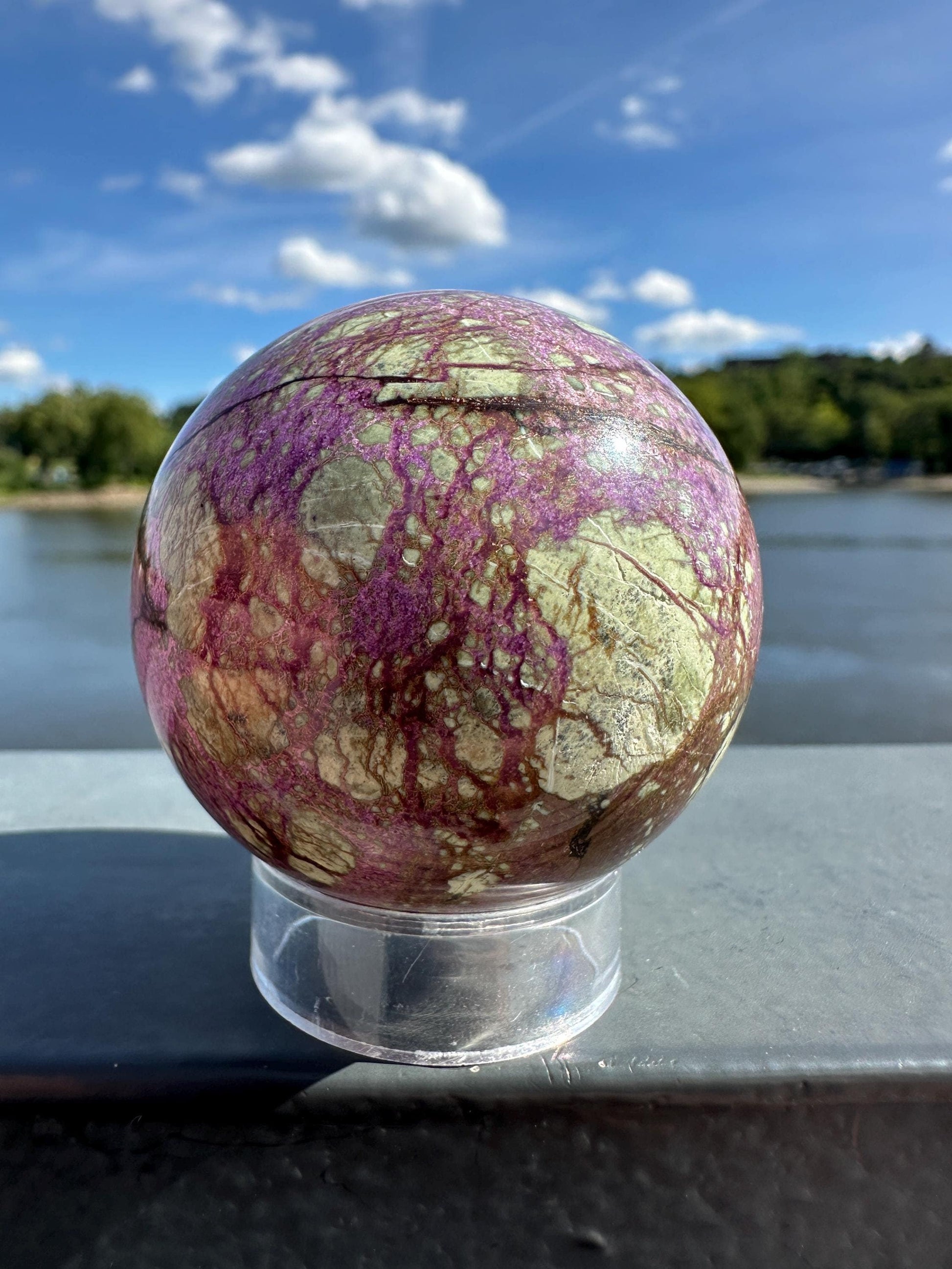 50mm Atlantisite Polished Sphere | Stichtite Serpentine