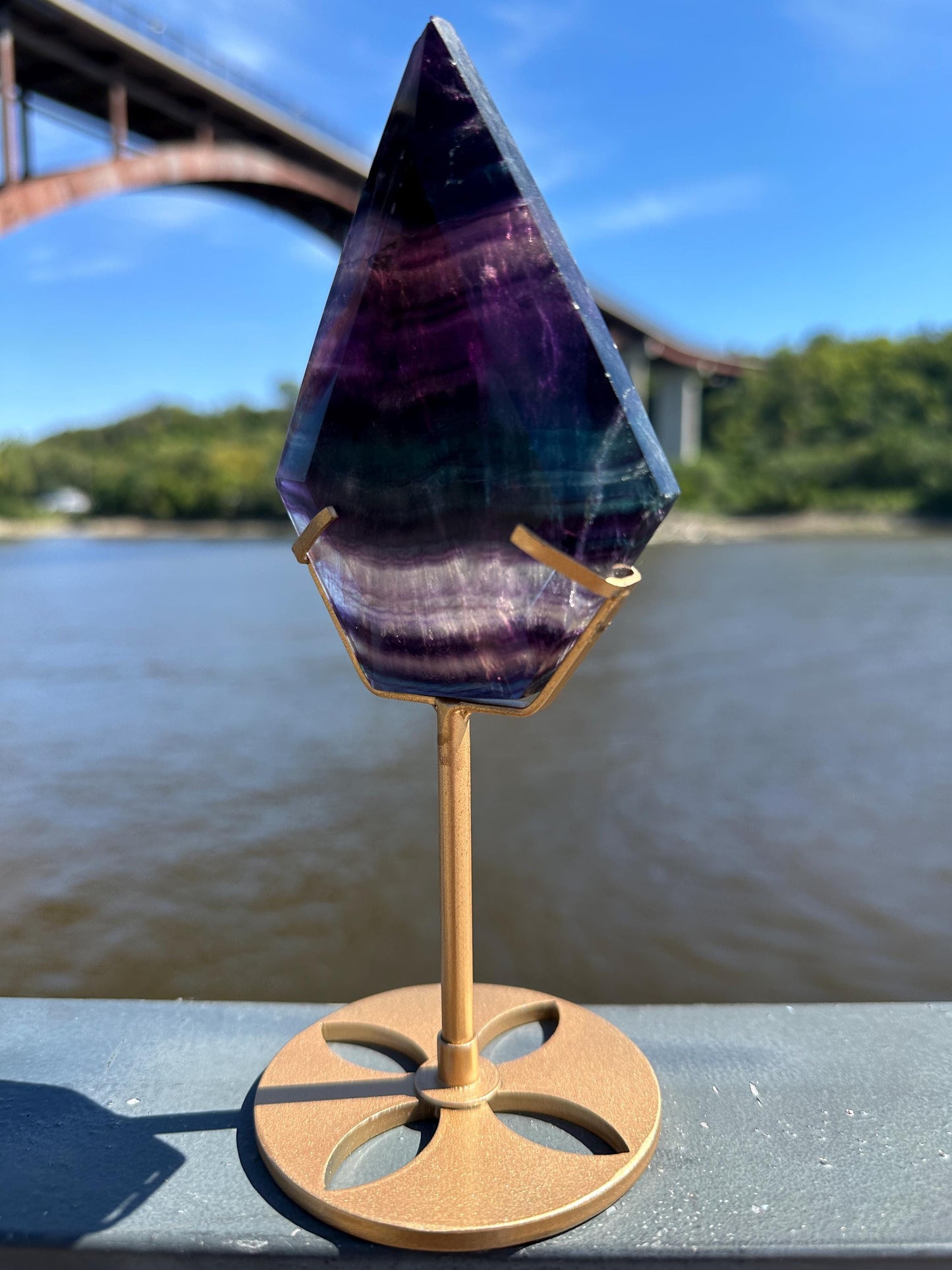 Gorgeous Fluorite (Imperfection) Diamond on Display Stand