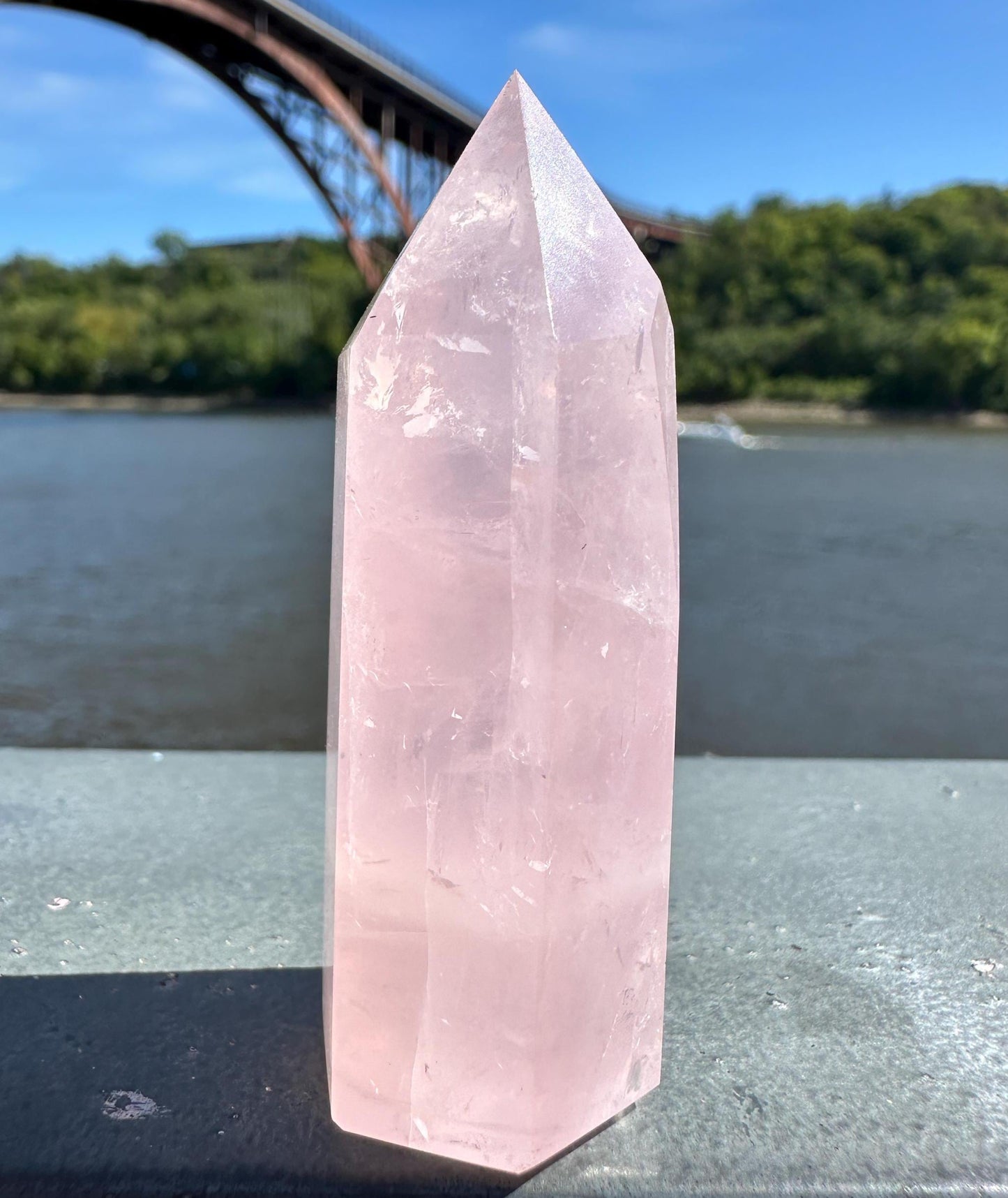 High Quality Rose Quartz Tower from Brazil | Sphere Palm Stone Obelisk Tower | Healing Crystal | Heart Chakra