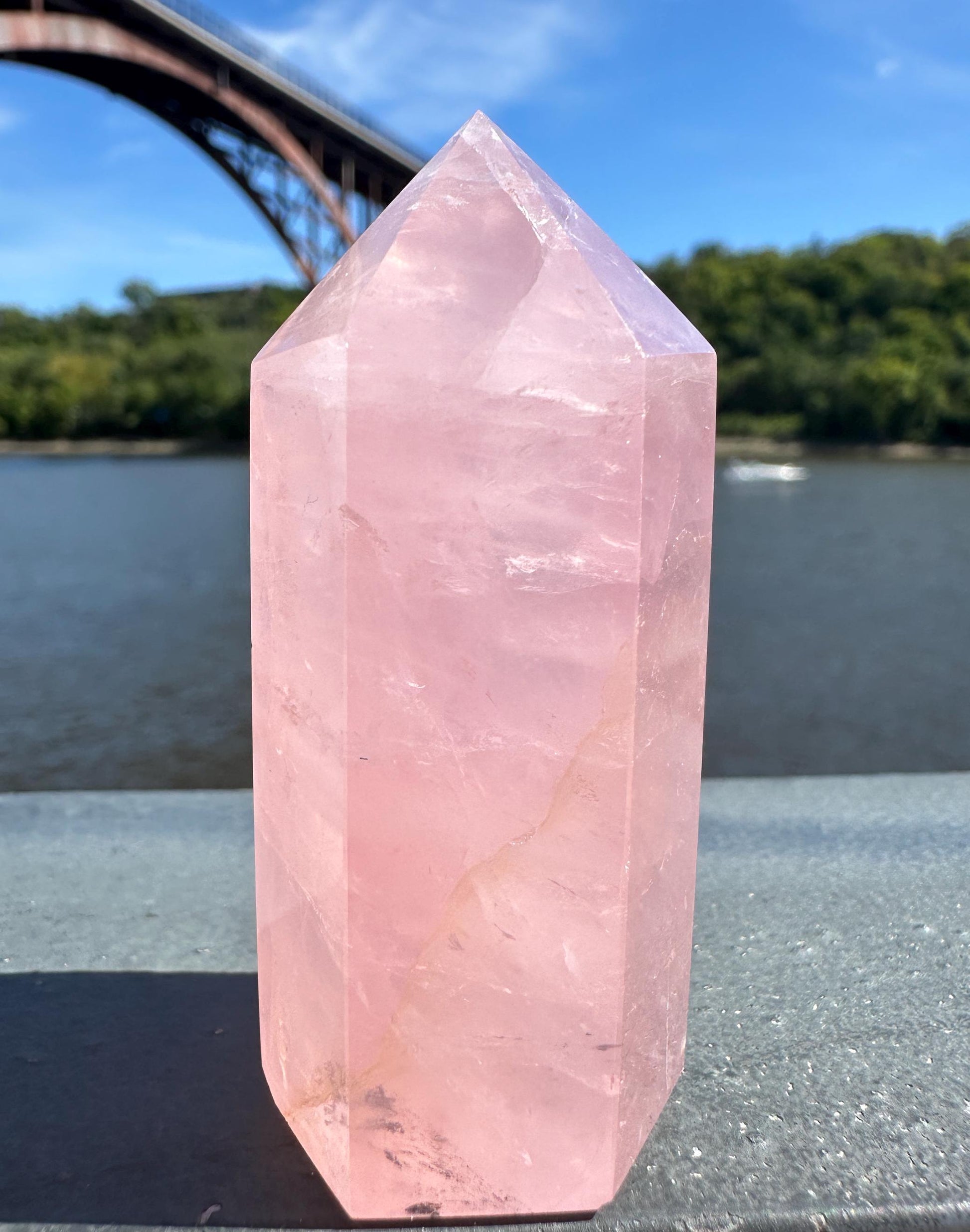 High Quality Rose Quartz Tower from Brazil | Sphere Palm Stone Obelisk Tower | Healing Crystal | Heart Chakra