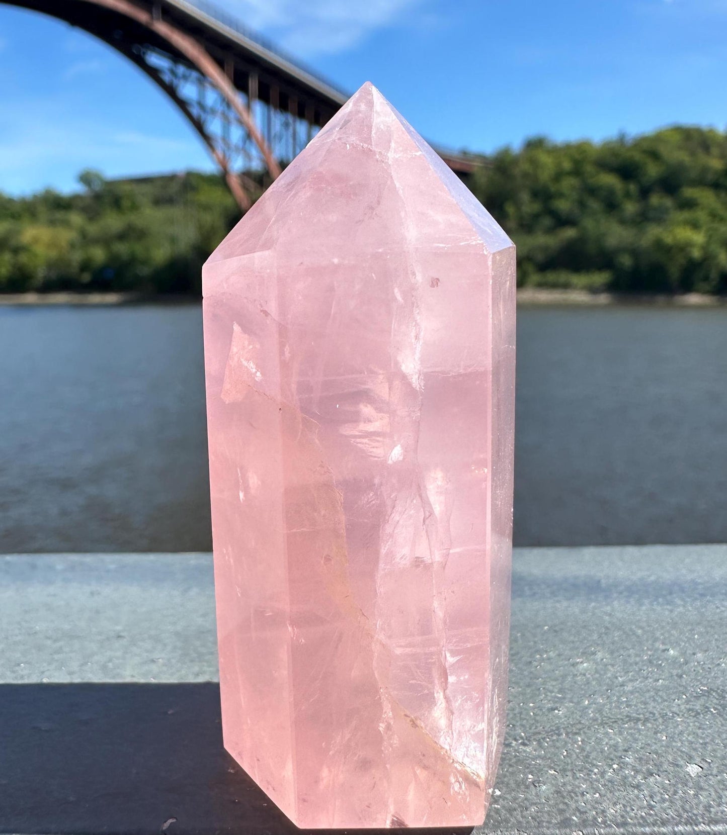 High Quality Rose Quartz Tower from Brazil | Sphere Palm Stone Obelisk Tower | Healing Crystal | Heart Chakra