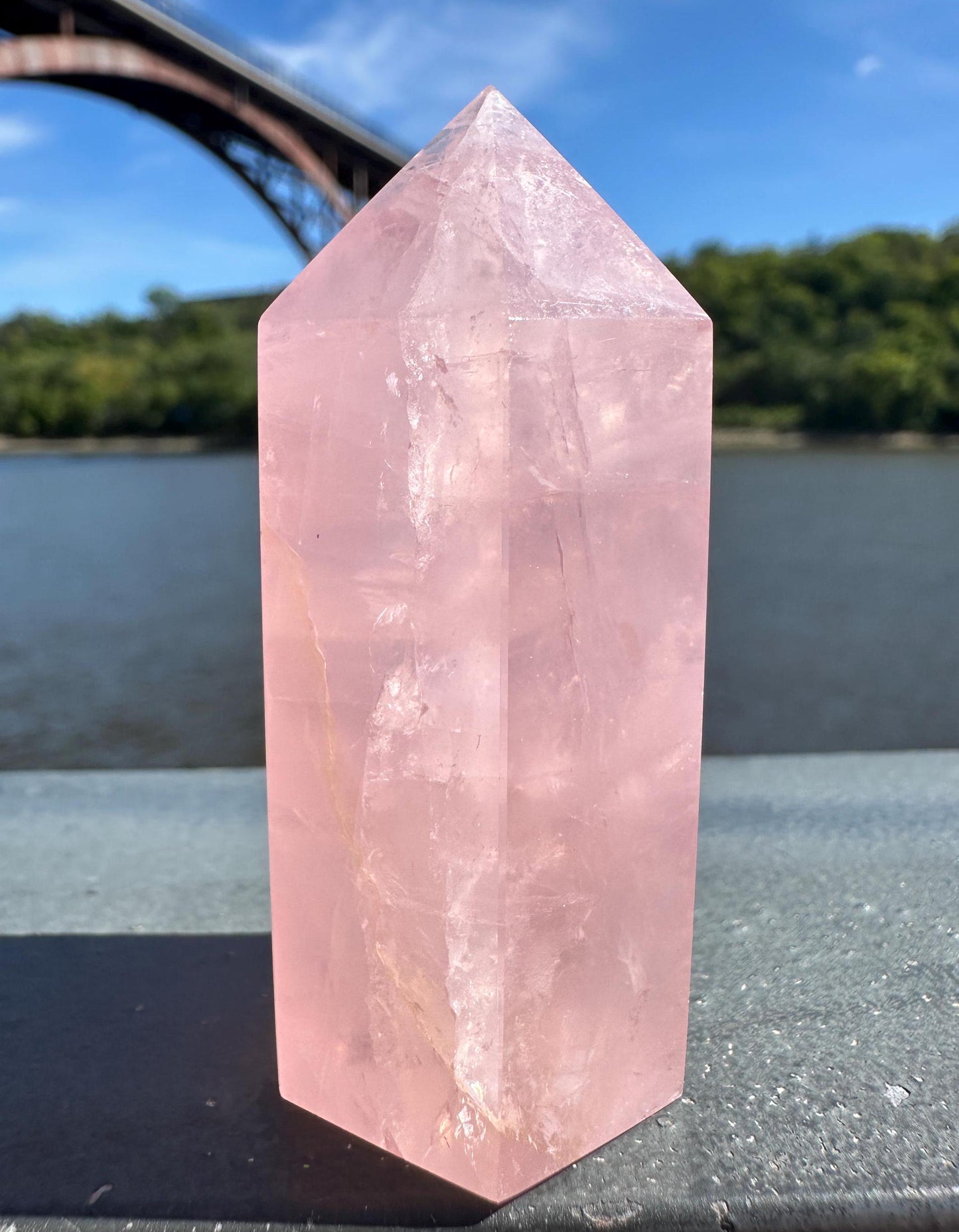 High Quality Rose Quartz Tower from Brazil | Sphere Palm Stone Obelisk Tower | Healing Crystal | Heart Chakra