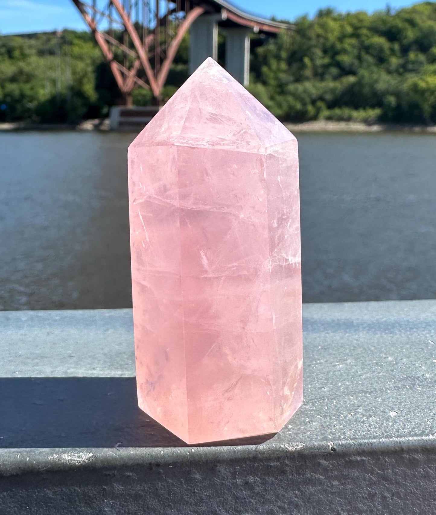 High Quality Rose Quartz Tower from Brazil | Sphere Palm Stone Obelisk Tower | Healing Crystal | Heart Chakra