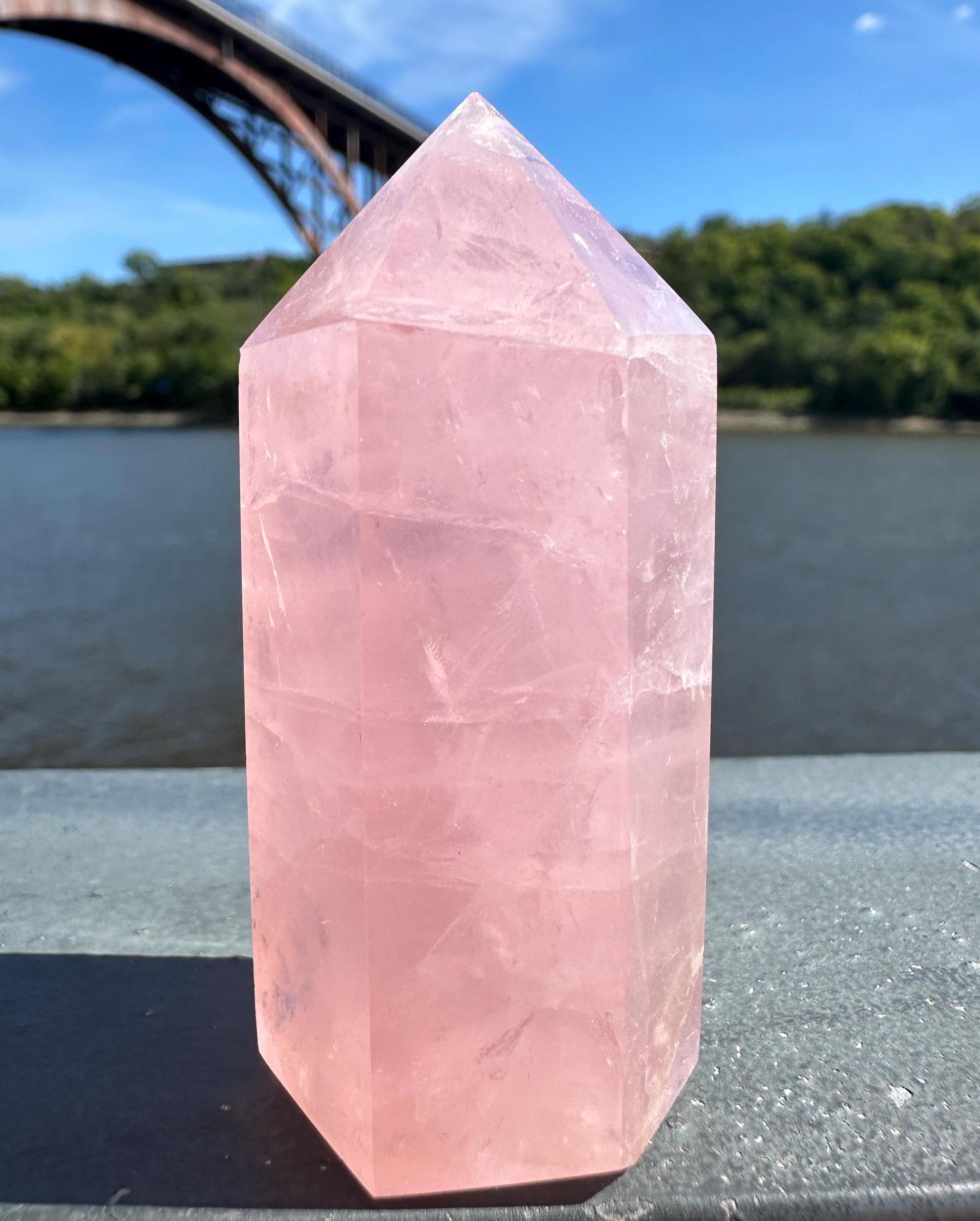 High Quality Rose Quartz Tower from Brazil | Sphere Palm Stone Obelisk Tower | Healing Crystal | Heart Chakra