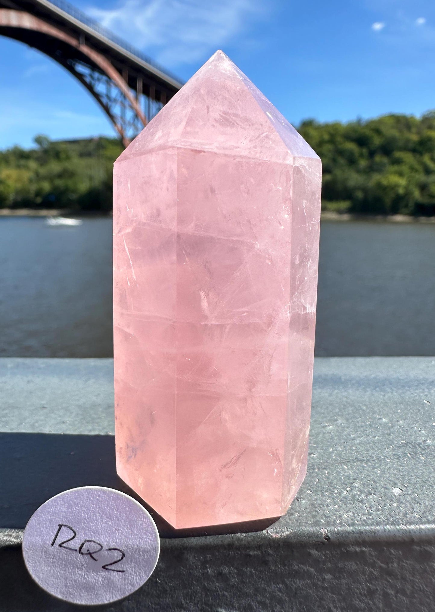 High Quality Rose Quartz Tower from Brazil | Sphere Palm Stone Obelisk Tower | Healing Crystal | Heart Chakra