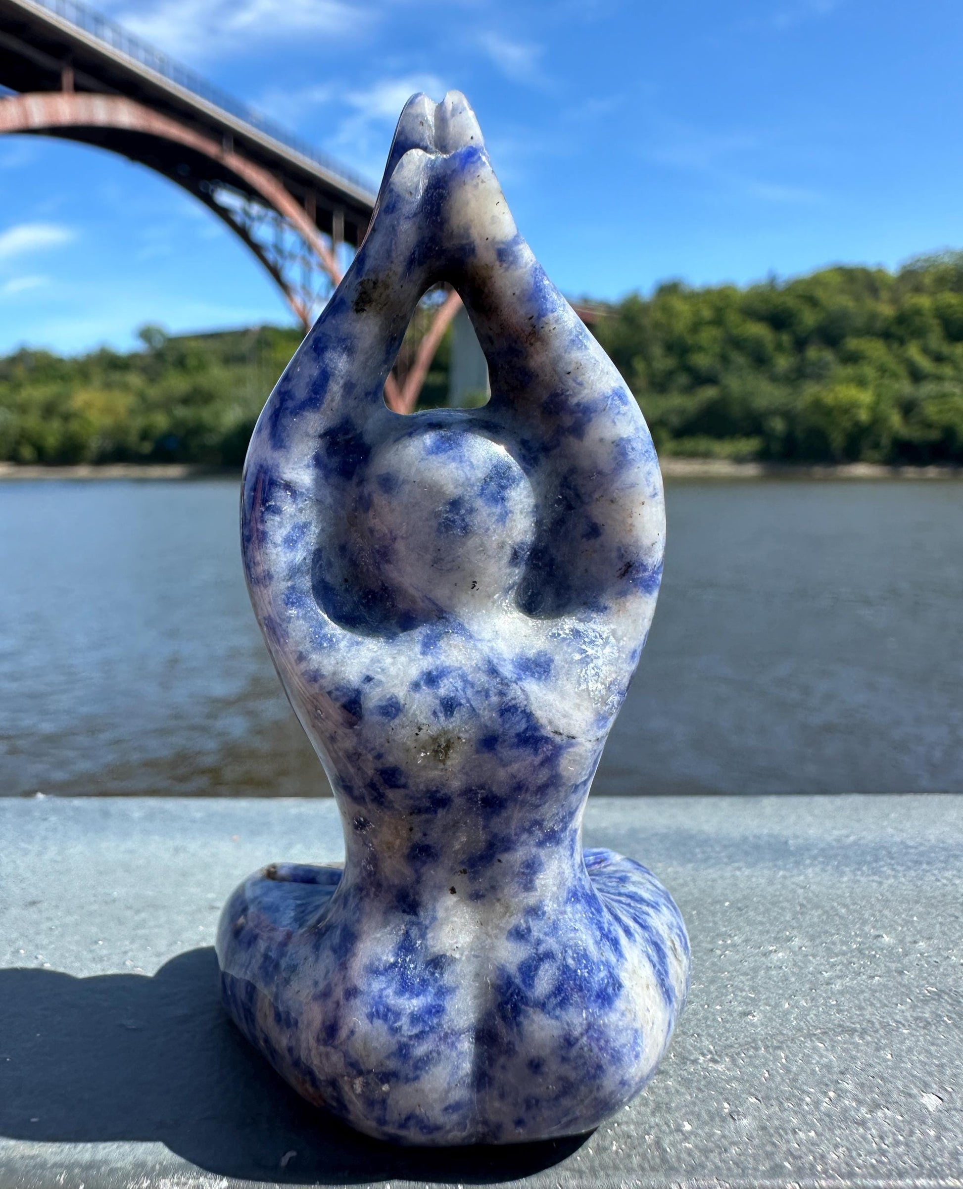 Cute Soldalite Yoga Goddess Carving | Yogi Asana Lotus Pose