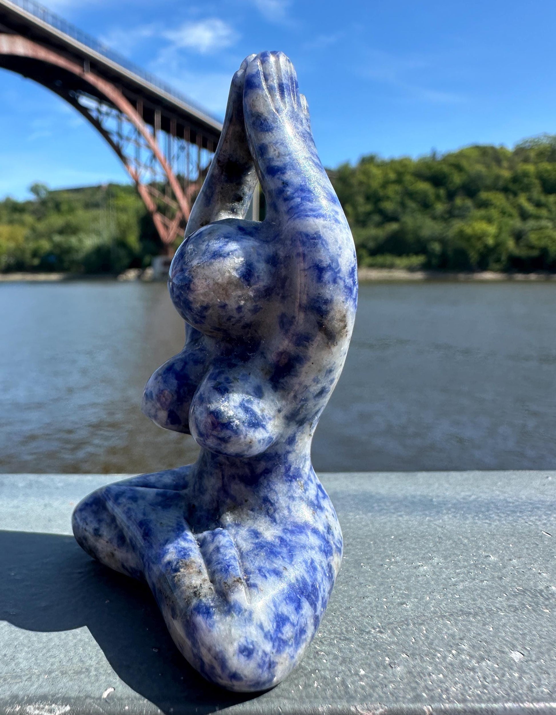 Cute Soldalite Yoga Goddess Carving | Yogi Asana Lotus Pose