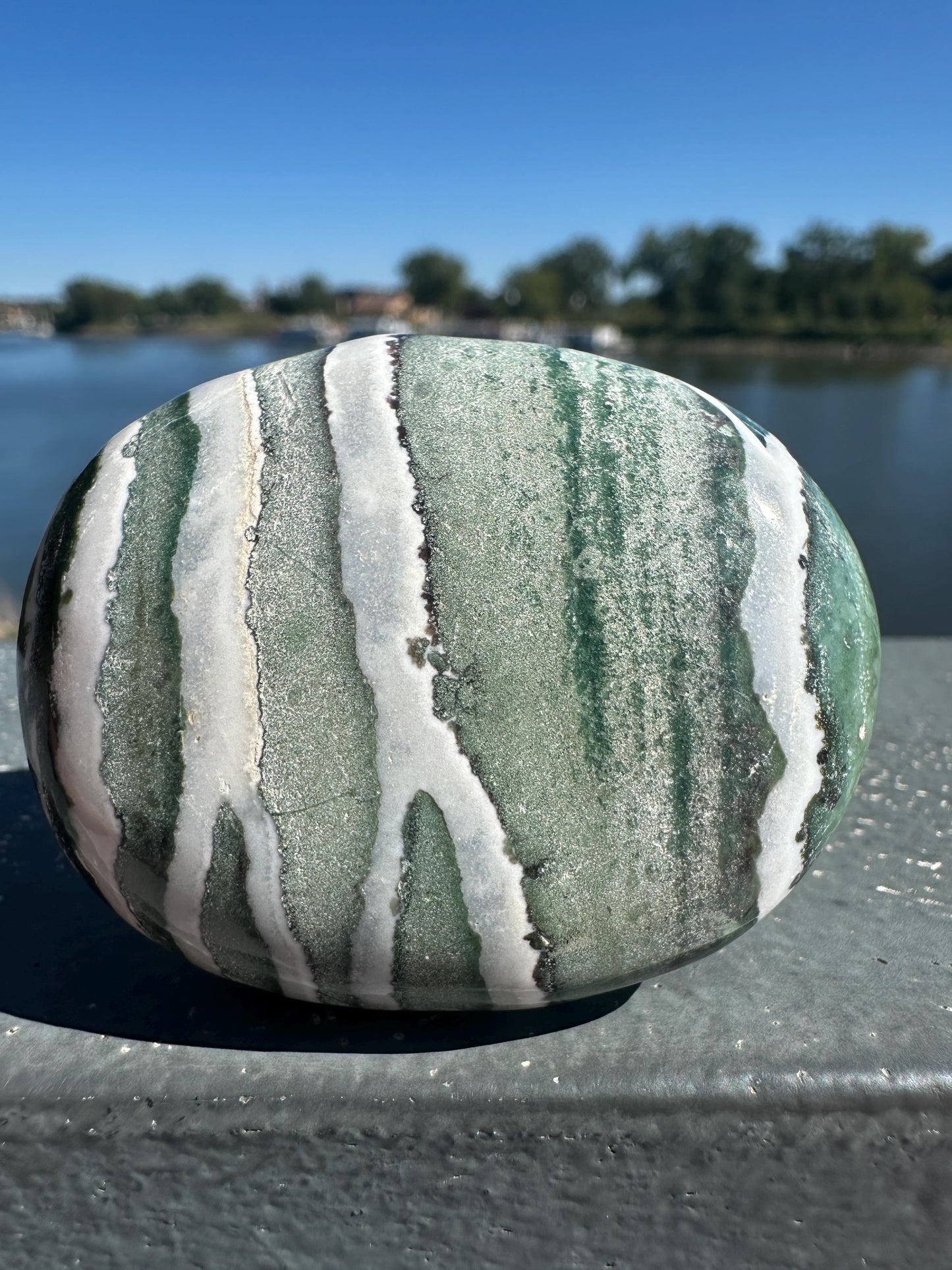 Gorgeous Green Sardonyx Palm Stone | Home Decor | Crystal and Stones