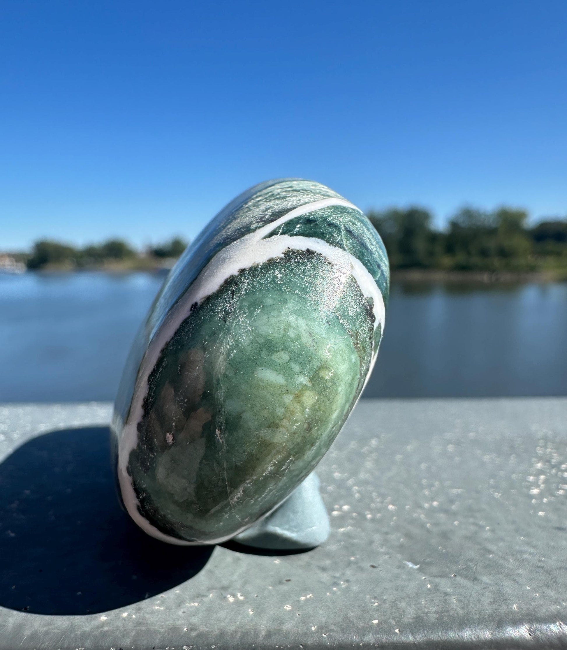 Gorgeous Green Sardonyx Palm Stone | Home Decor | Crystal and Stones