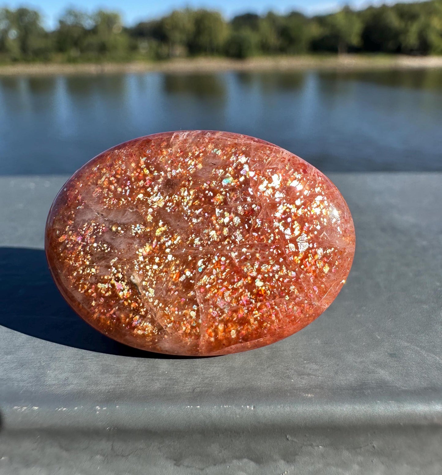 Stunning Natural High Quality Gorgeous Sunstone Palm Stone | Mini Button Palm Stone