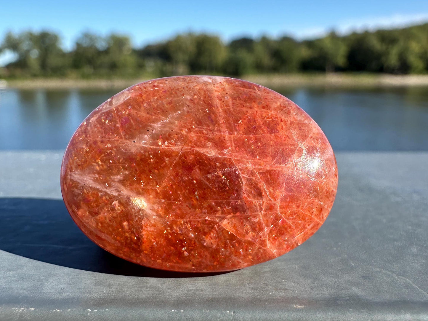 Stunning Natural High Quality Gorgeous Sunstone Palm Stone | Mini Button Palm Stone