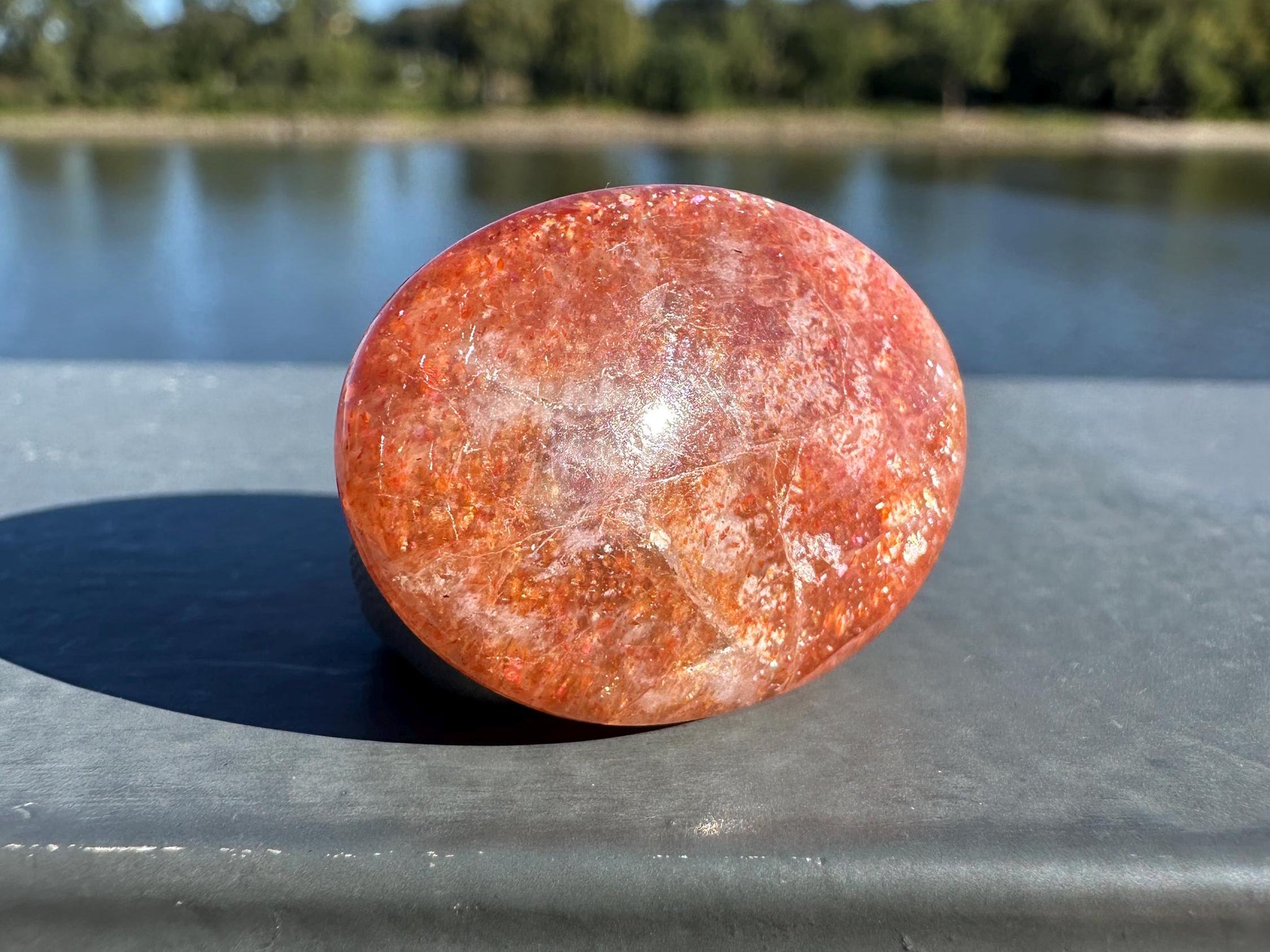 Stunning Natural High Quality Gorgeous Sunstone Palm Stone | Mini Button Palm Stone