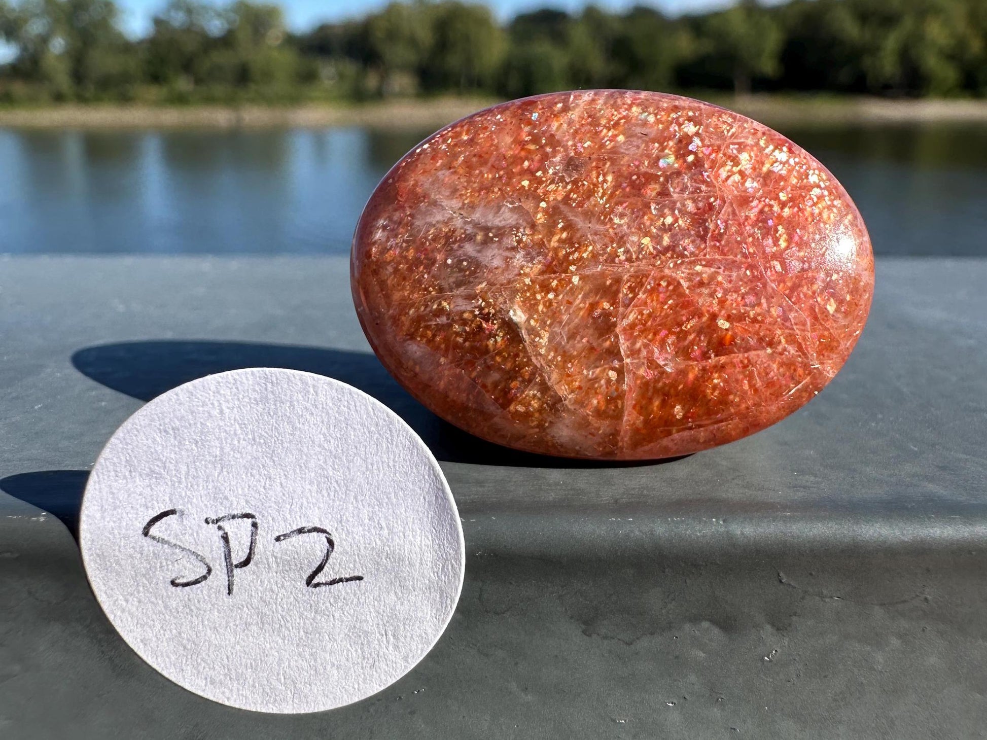 Stunning Natural High Quality Gorgeous Sunstone Palm Stone | Mini Button Palm Stone