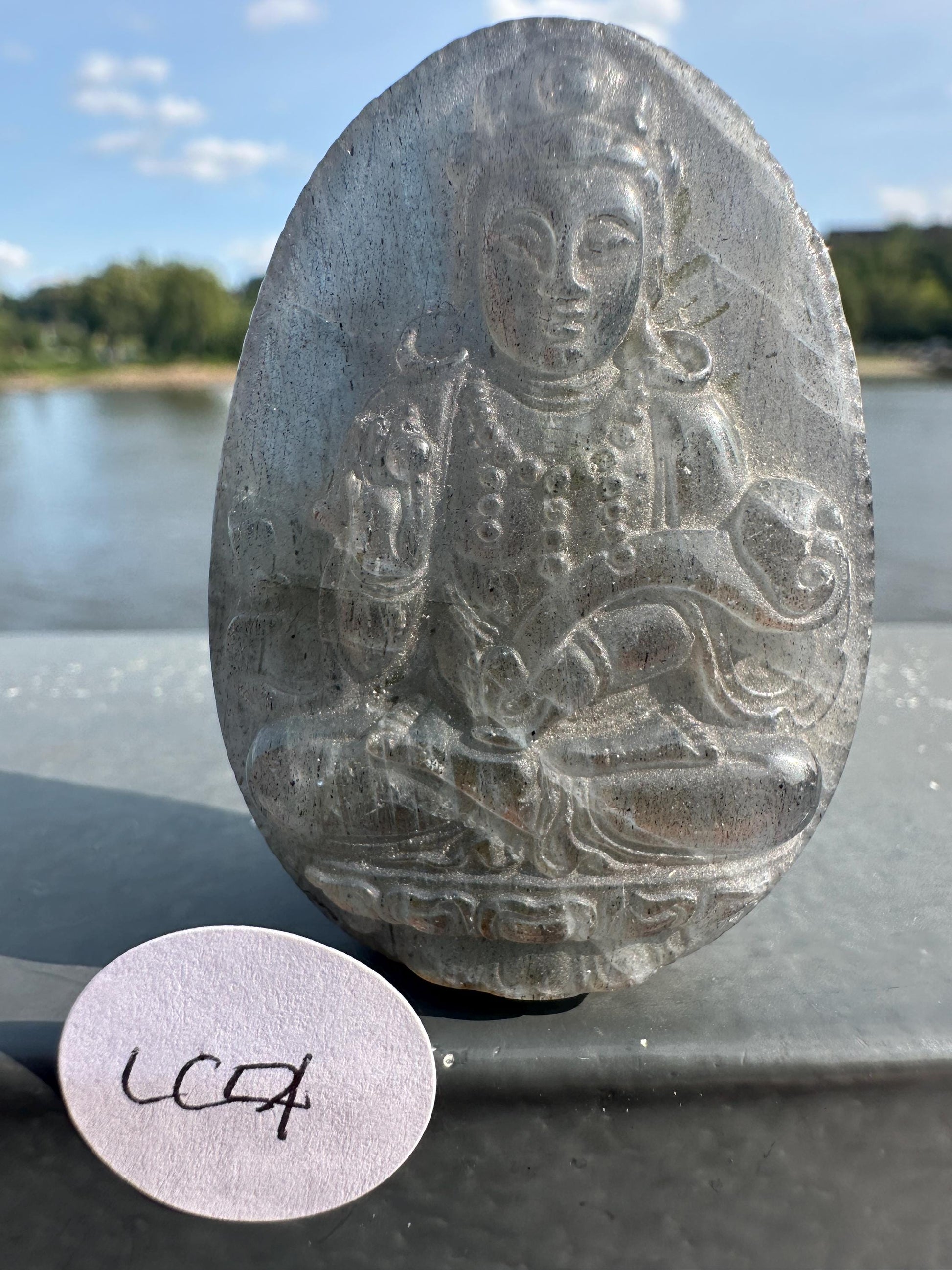 Flashy Labradorite Kwan Yin Carving | Guan Yin Goddess