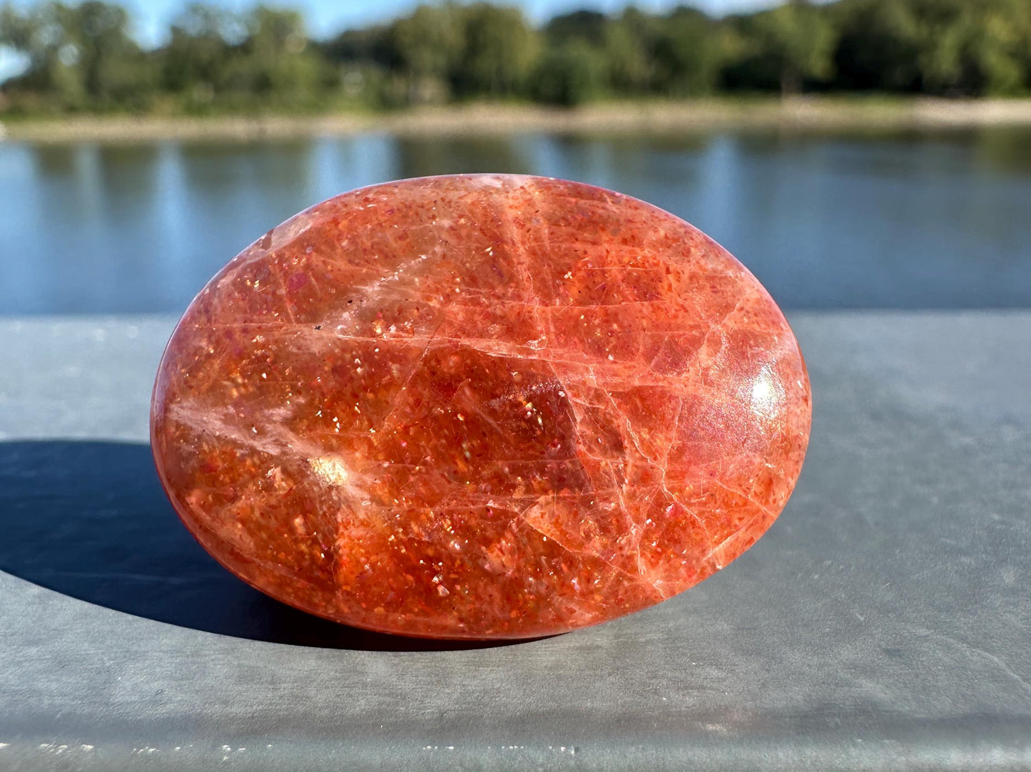 Stunning Natural High Quality Gorgeous Sunstone Palm Stone | Mini Button Palm Stone