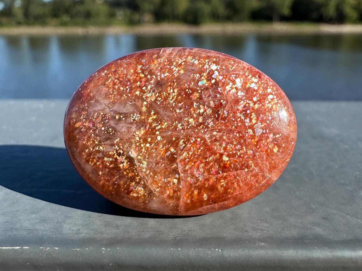 Stunning Natural High Quality Gorgeous Sunstone Palm Stone | Mini Button Palm Stone