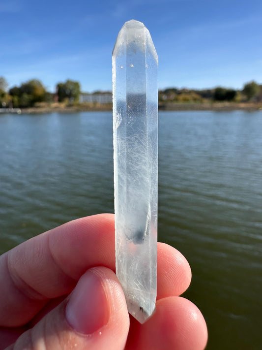 Blue Tara Quartz DT from Brazil | Rare Blue Tourmaline Clear Quartz | Indicolite | Crystal Tower