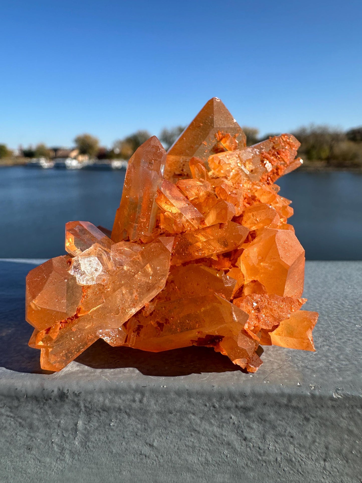 Beautiful Tangerine Quartz Cluster | Quartz Cluster | Raw Natural Crystal Cluster