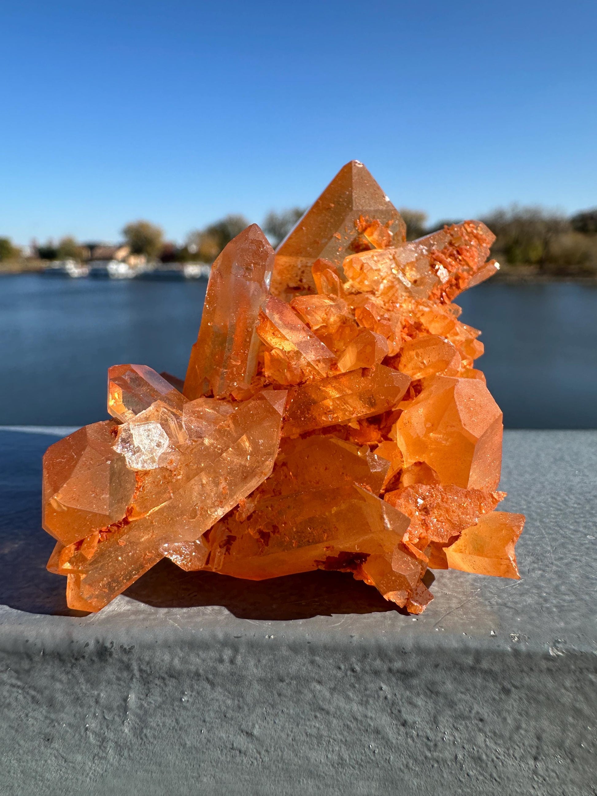 Beautiful Tangerine Quartz Cluster | Quartz Cluster | Raw Natural Crystal Cluster