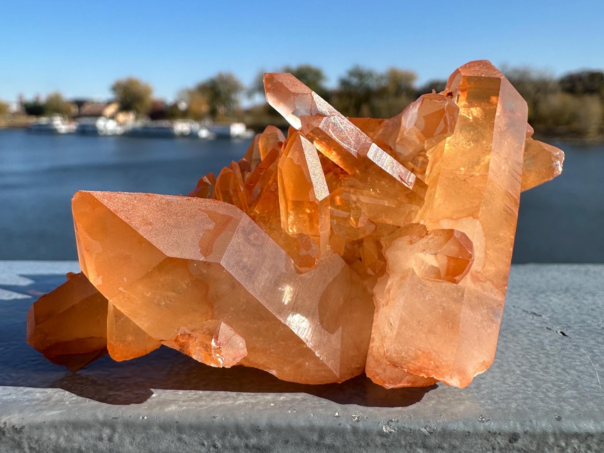 Beautiful Tangerine Quartz Cluster | Quartz Cluster | Raw Natural Crystal Cluster