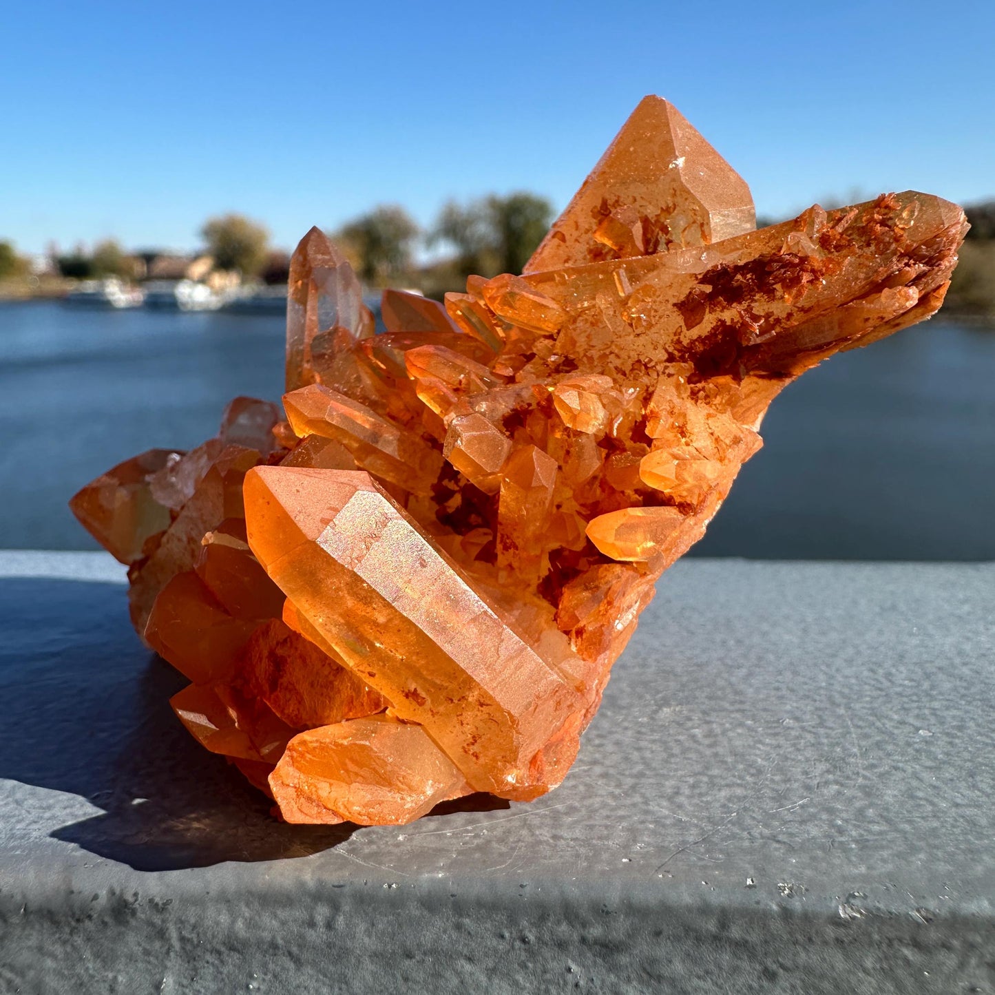 Beautiful Tangerine Quartz Cluster | Quartz Cluster | Raw Natural Crystal Cluster