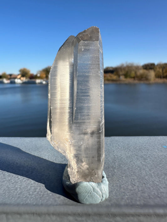 Gorgeous Raw Black Phantom Twin Lemurian Point