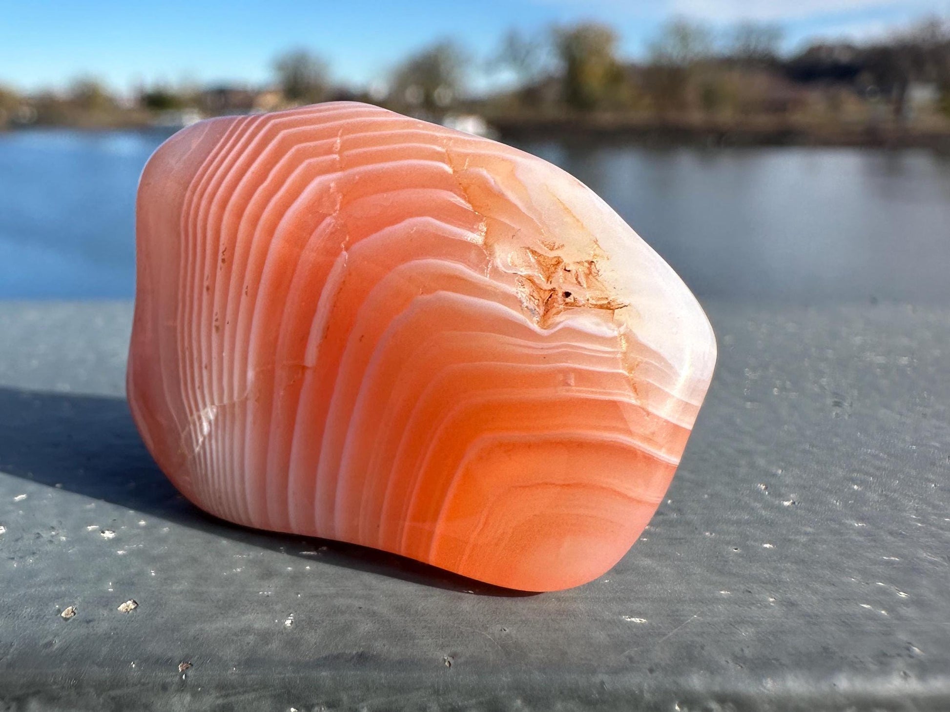 Large Apricot Agate Tumbled Stone