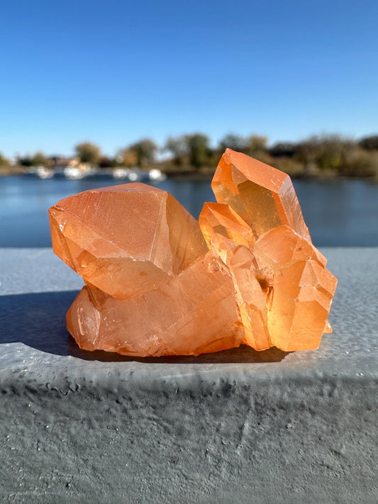 Beautiful Tangerine Quartz Small Cluster | Quartz Cluster | Raw Natural Crystal Cluster