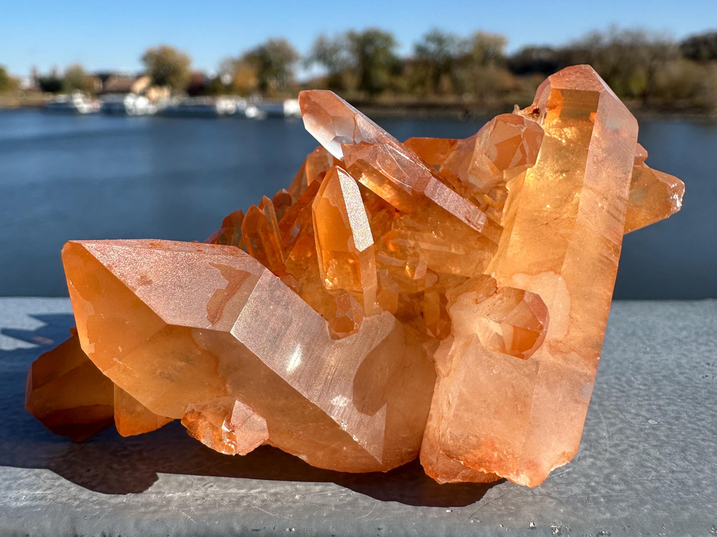 Beautiful Tangerine Quartz Cluster | Quartz Cluster | Raw Natural Crystal Cluster