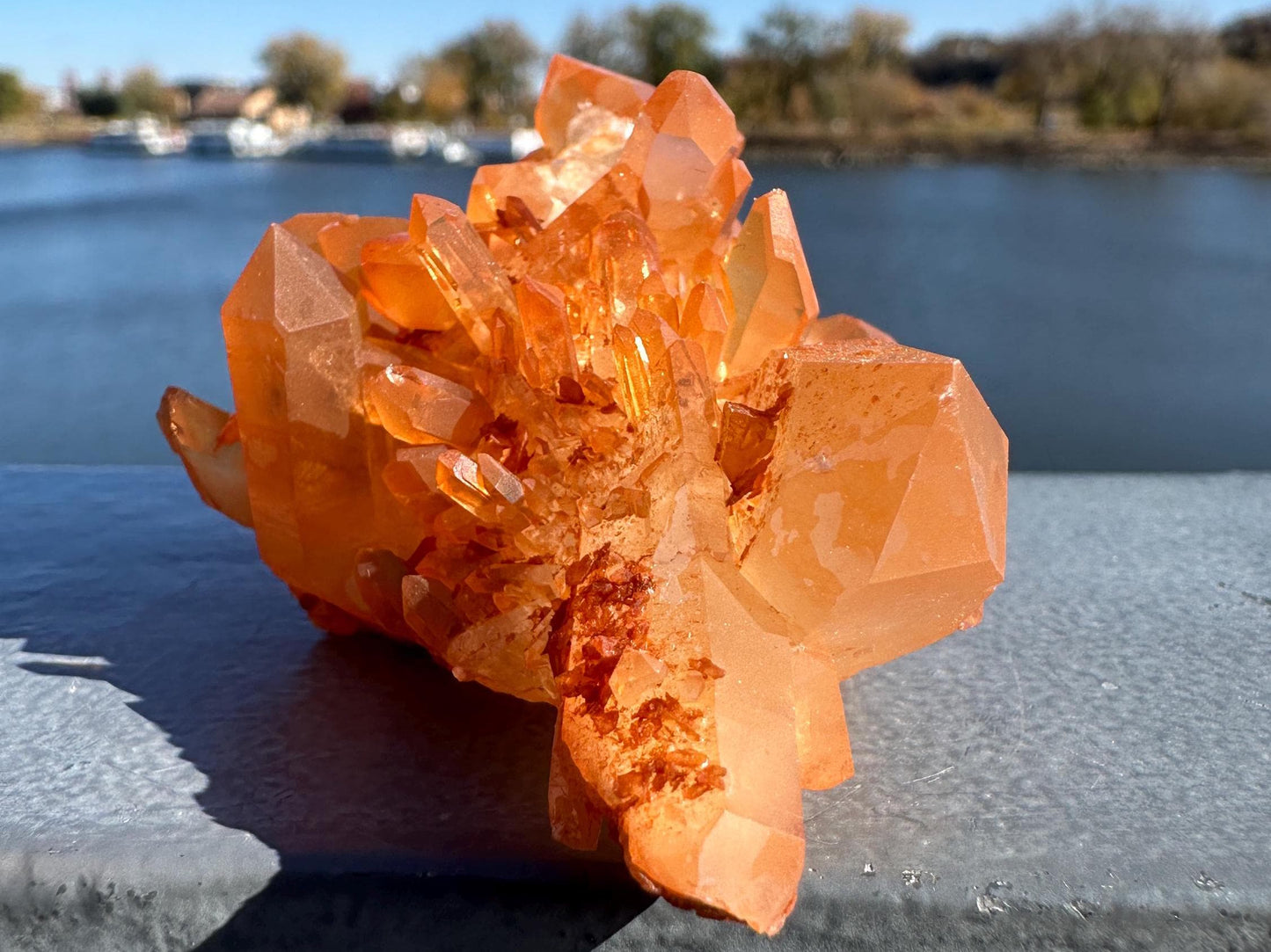 Beautiful Tangerine Quartz Cluster | Quartz Cluster | Raw Natural Crystal Cluster